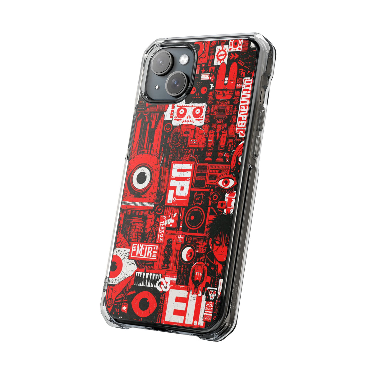 Neo Mecha Collage · Clear Impact Magnetic Phone Case for iPhone · Red