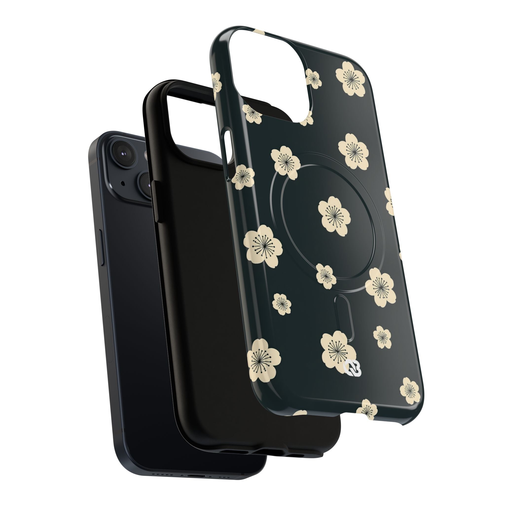 Teal Tough 2.0 Magsafe Phone Case for iPhone - Obsidian Cream Petals