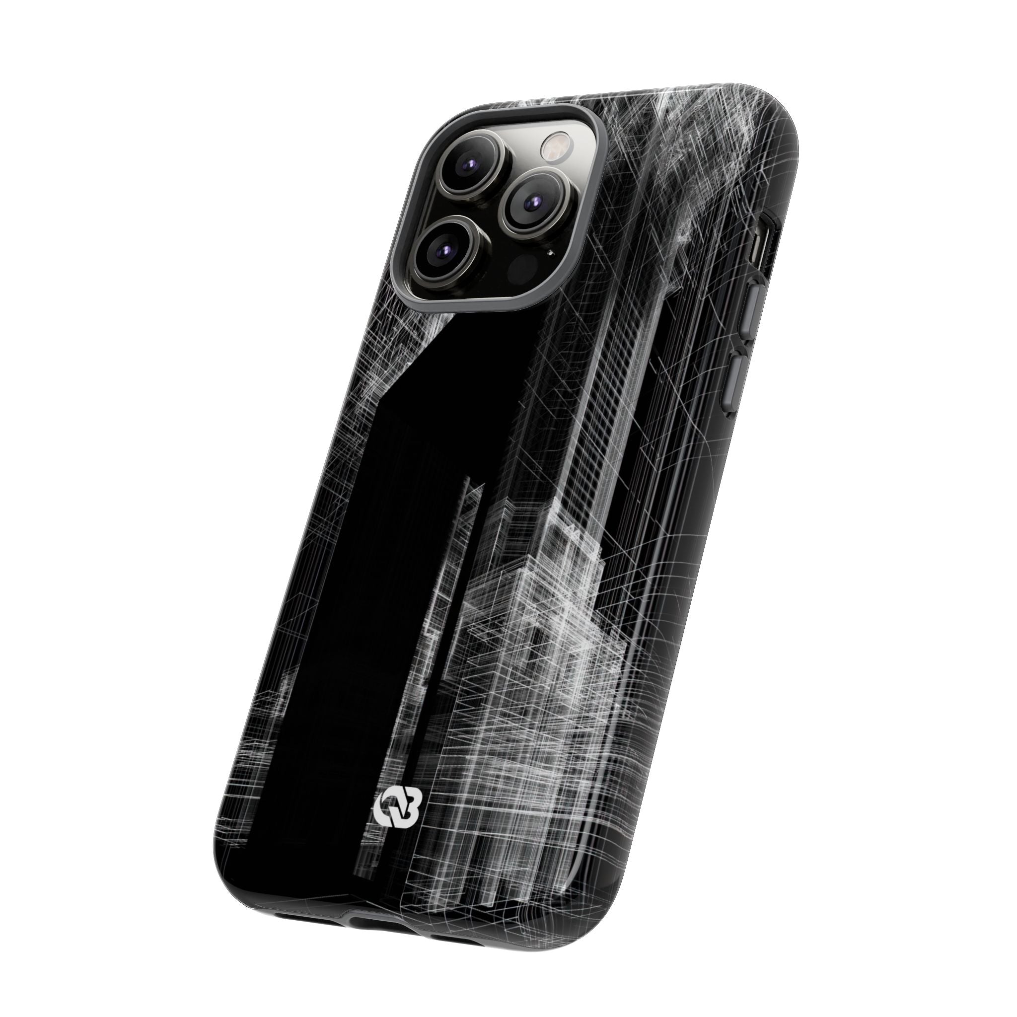 Black Tough Phone Case for iPhone - Ghost Urban Wireframe