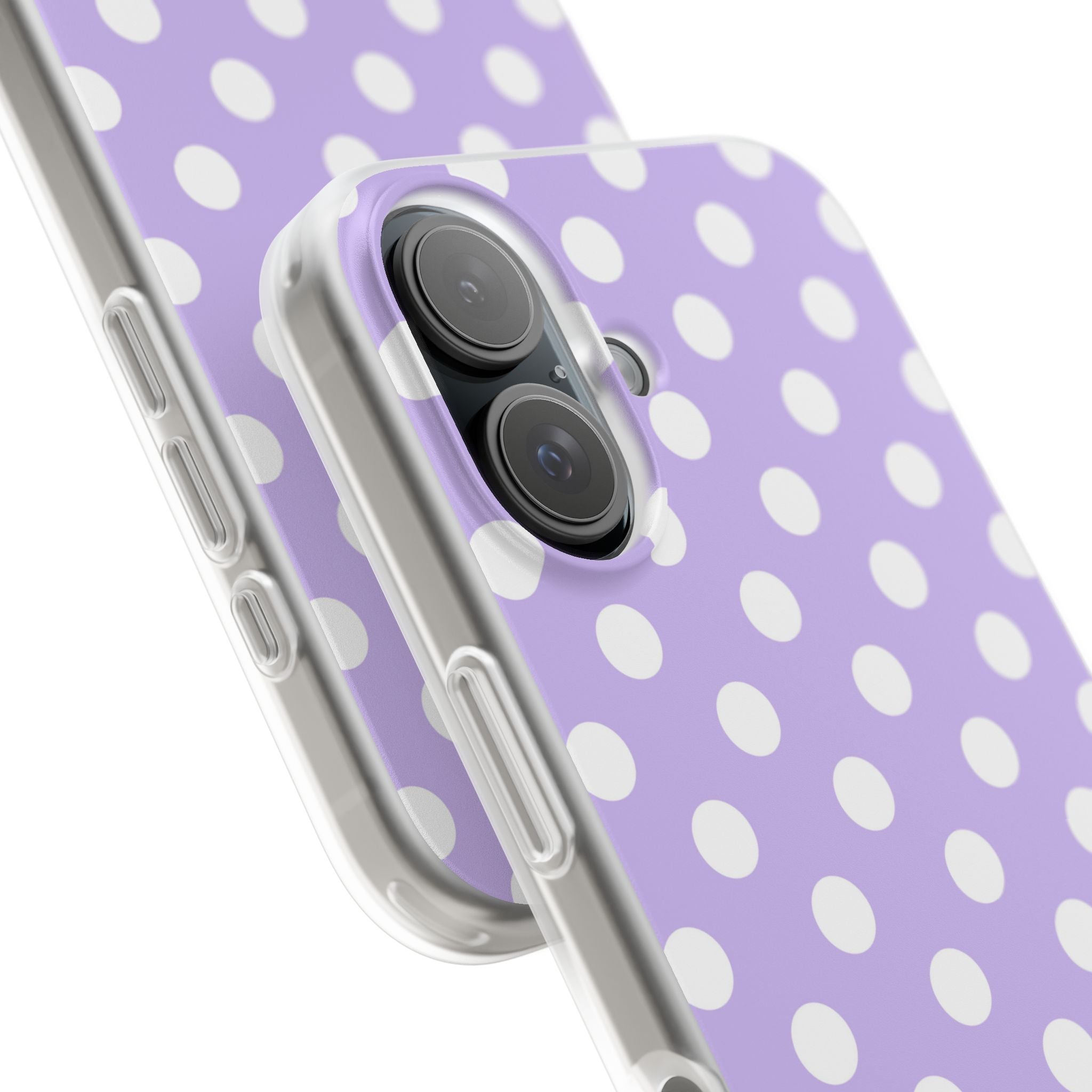 Lavender Polka Grid · Soft Phone Case for iPhone