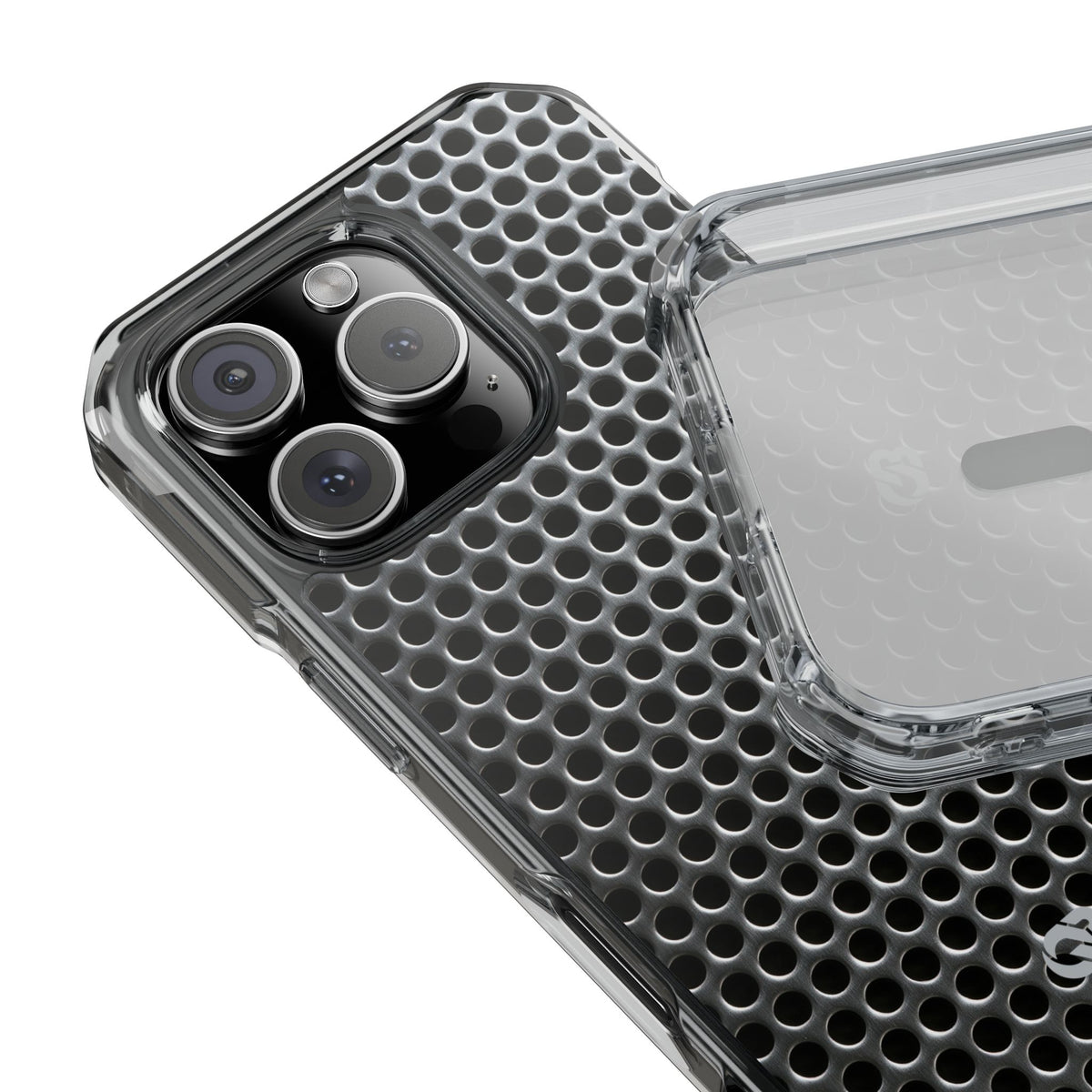 Silver Impact MagSafe Phone Case for iPhone - Brutalist Steel Mesh