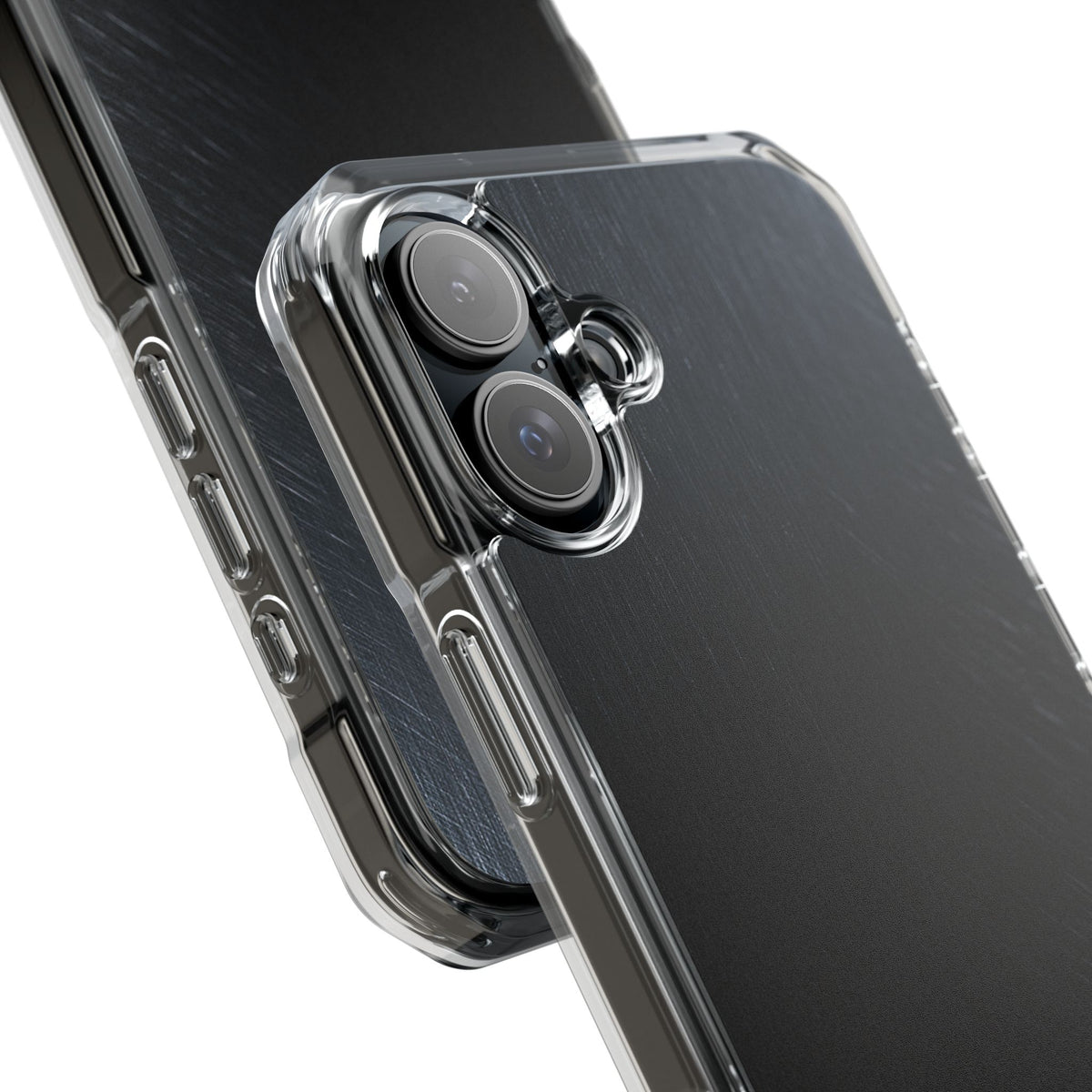 Brushed Obsidian Steel · Clear Impact Magnetic Phone Case for iPhone · Black