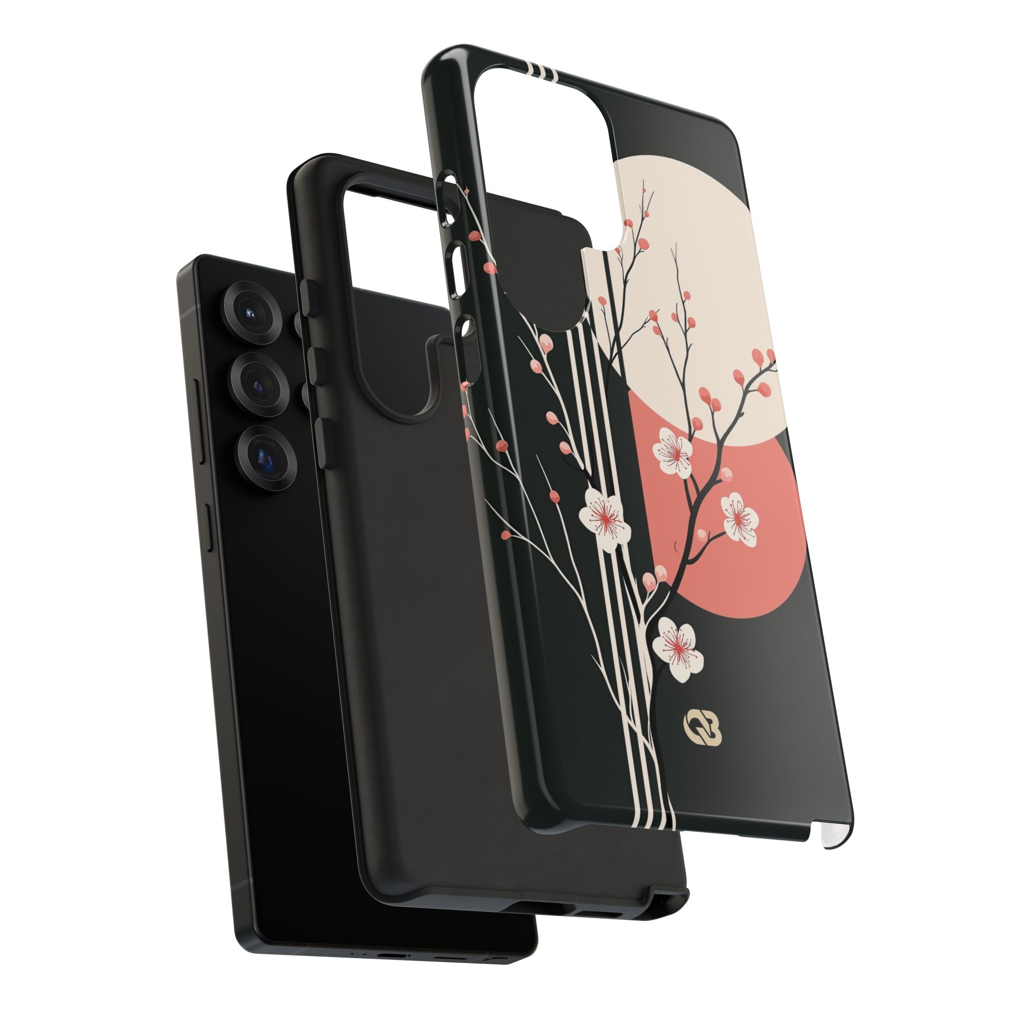 Black Tough Phone Case for Samsung - Kyoto Midnight Blossom