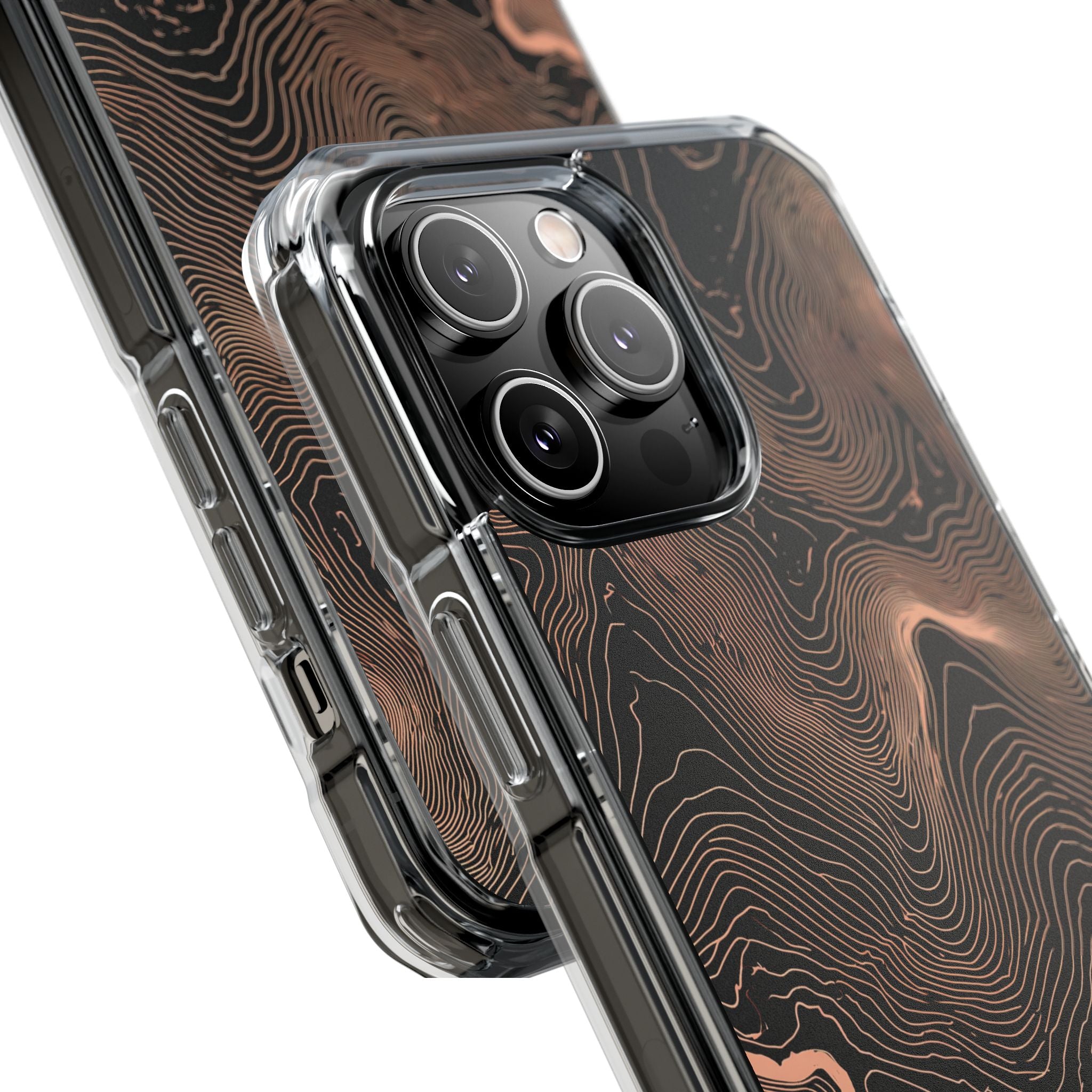 Orange Impact MagSafe Phone Case for iPhone - Salmon Ridge Topo