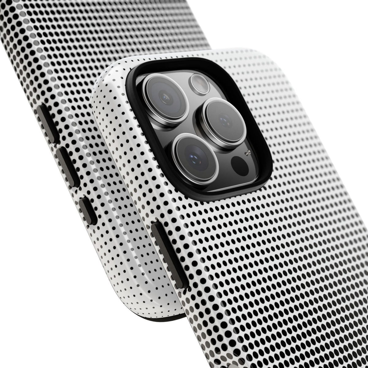 Black Tough Phone Case for iPhone - Obsidian Halftone Flux