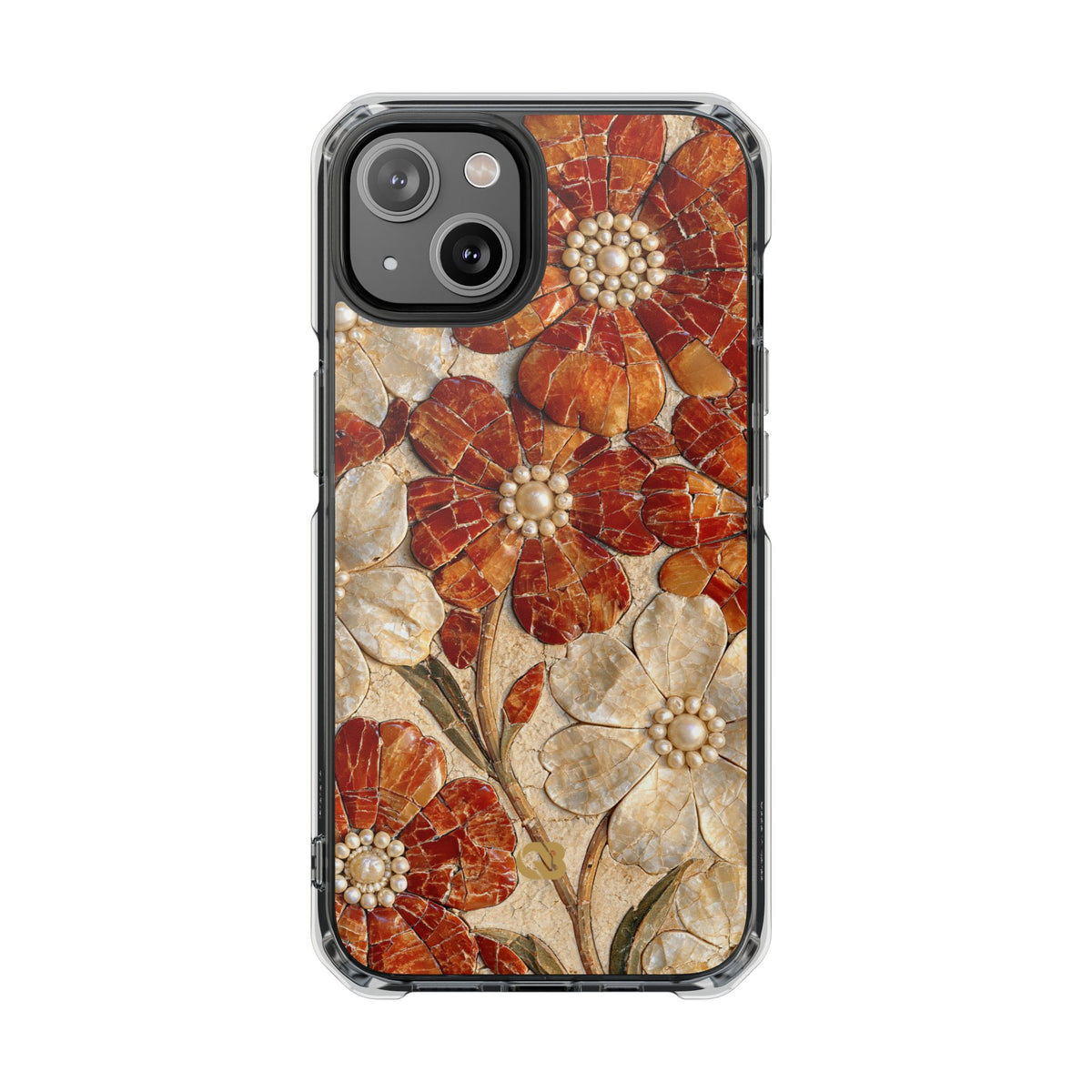 Carnelian Pearl Bloom · Clear Impact Magnetic Phone Case for iPhone · Orange