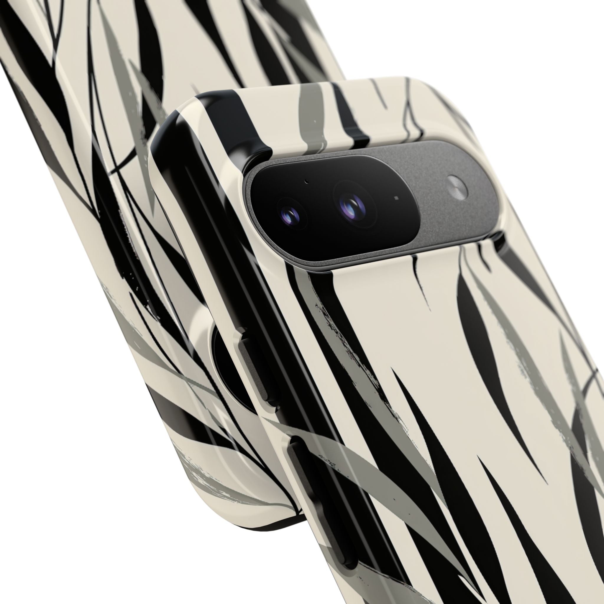 Beige Tough Phone Case for Google Pixel - Soot Leaf Sketch
