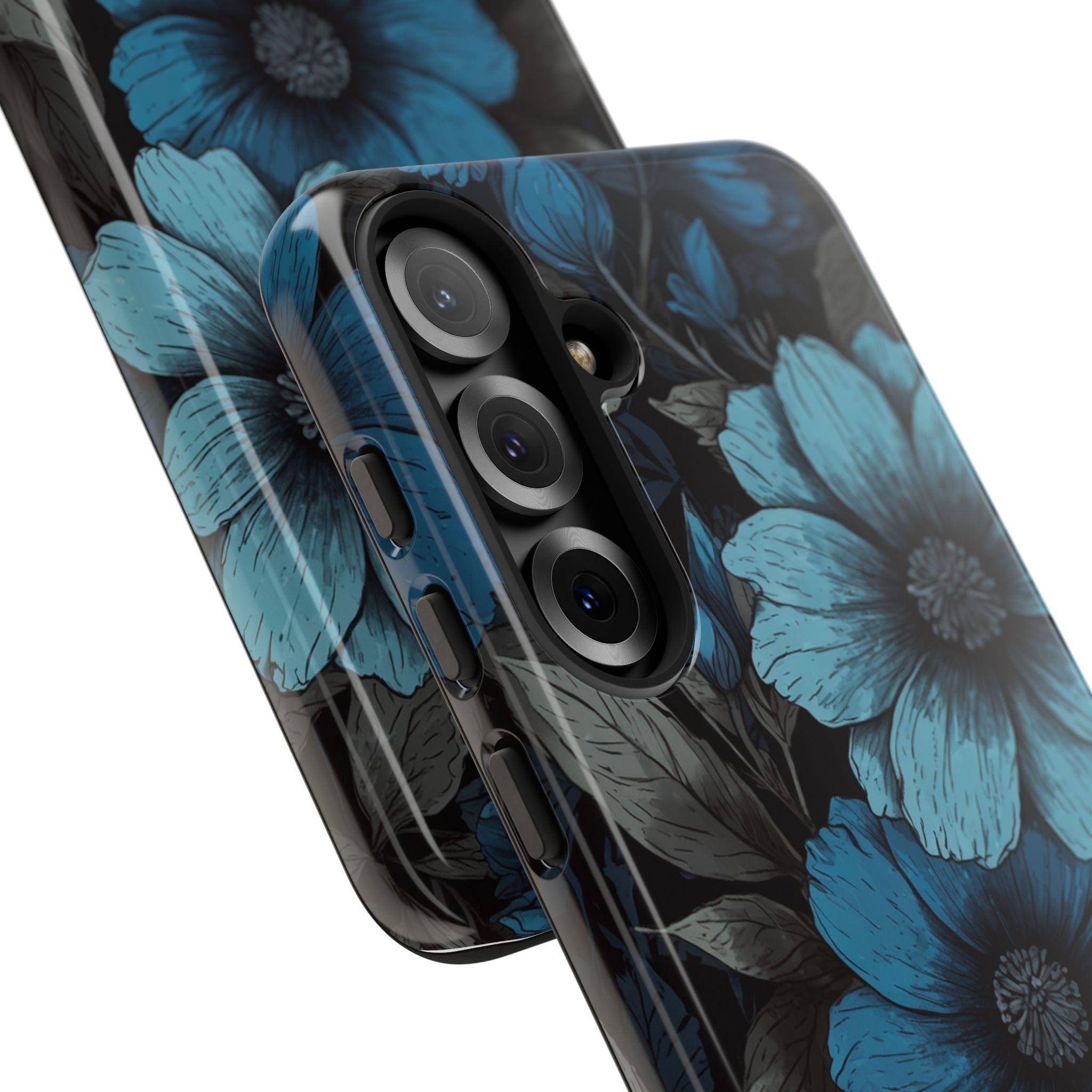 Obsidian Blue Petals · Tough Handyhülle für Samsung
