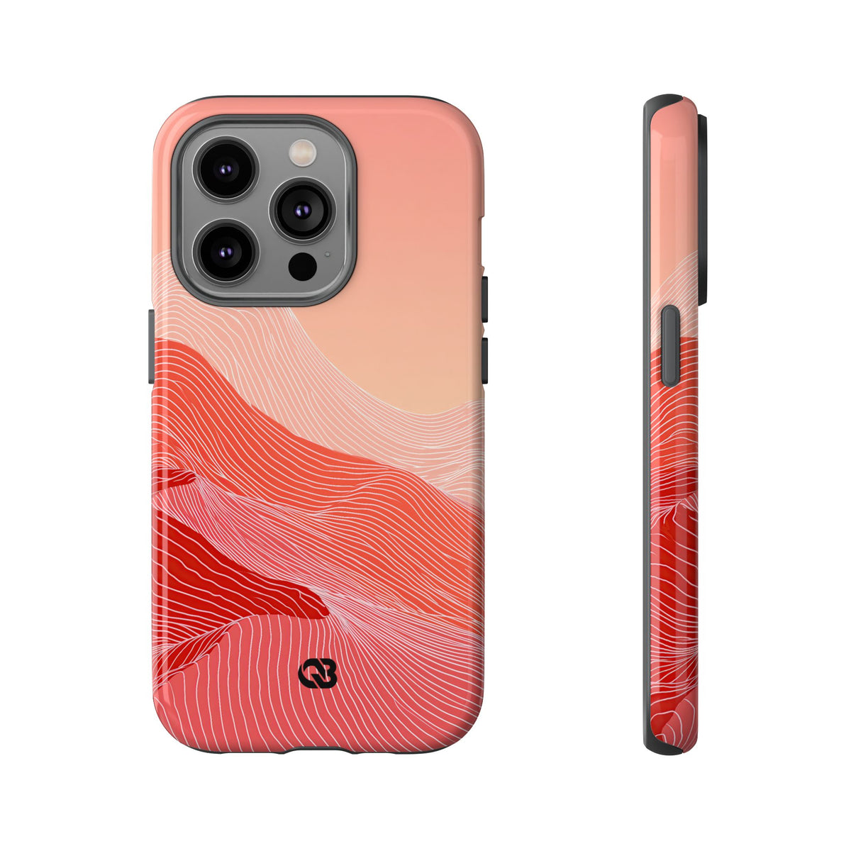 Red Tough Phone Case for iPhone - Crimson Ridge Contour