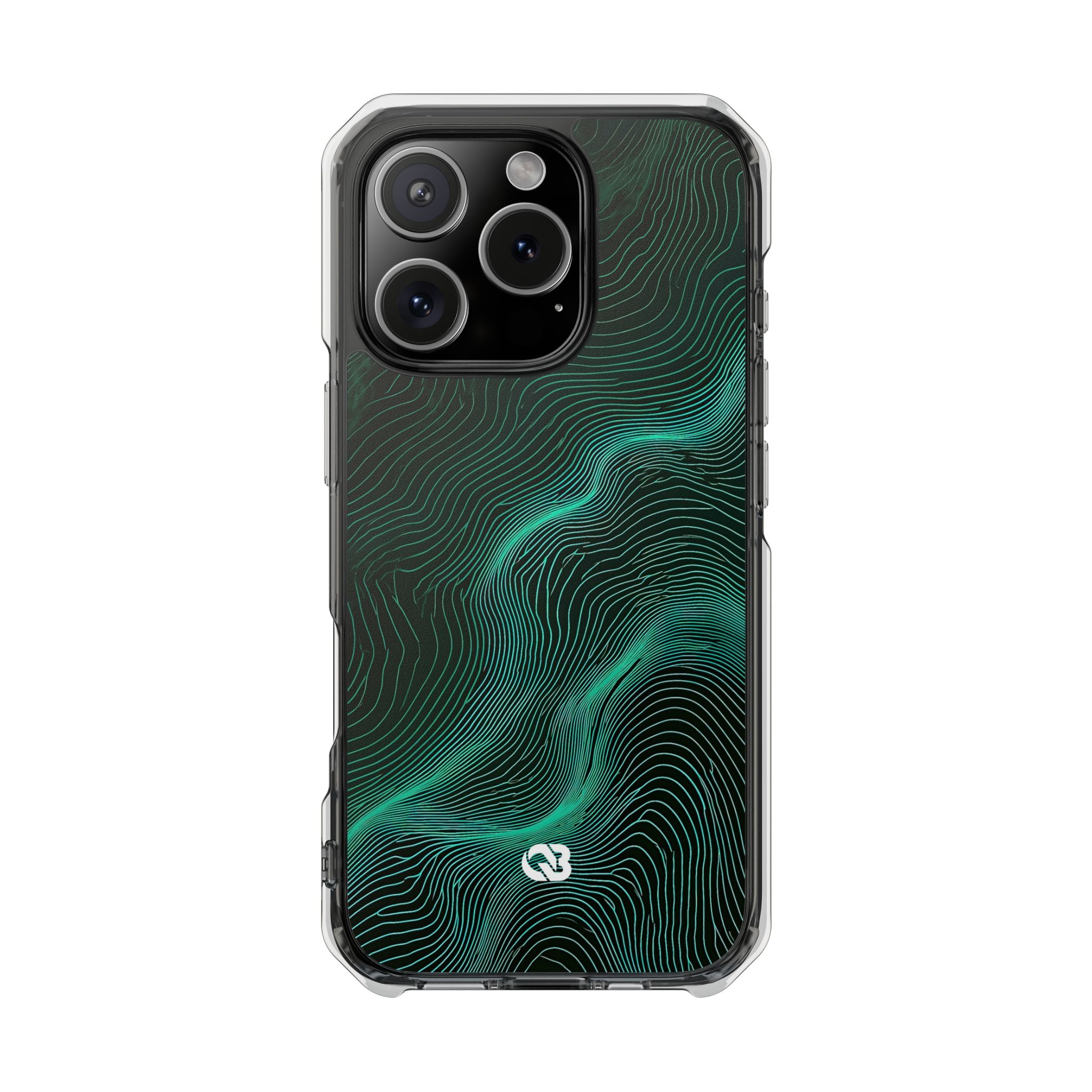 Teal Impact MagSafe Phone Case for iPhone - Neon Jade Contour
