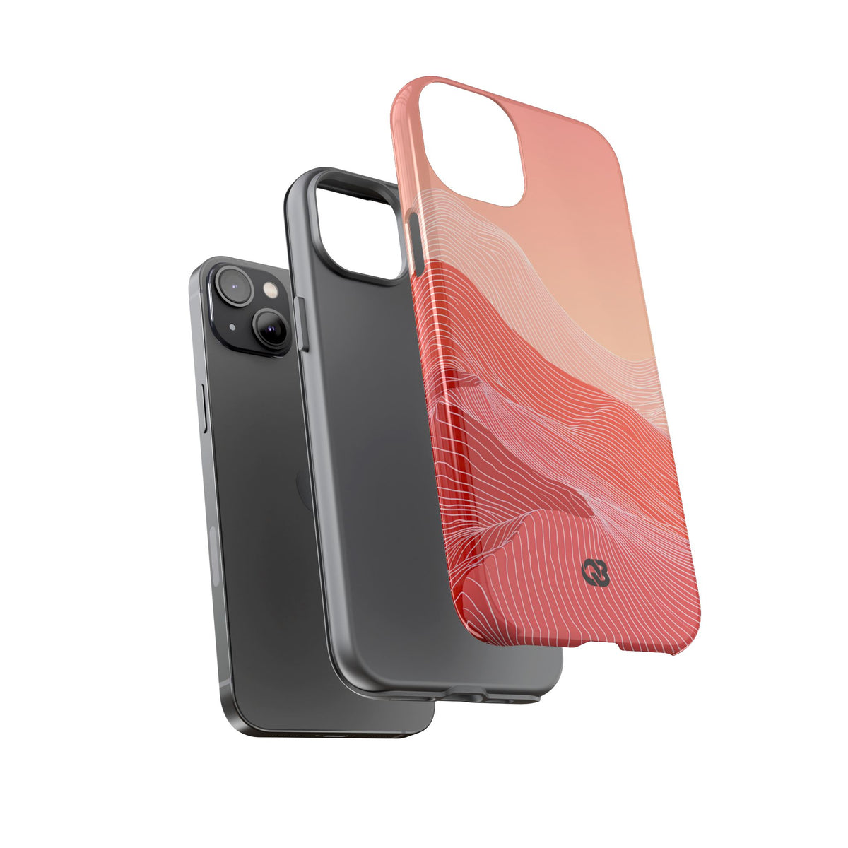 Red Tough Phone Case for iPhone - Crimson Ridge Contour