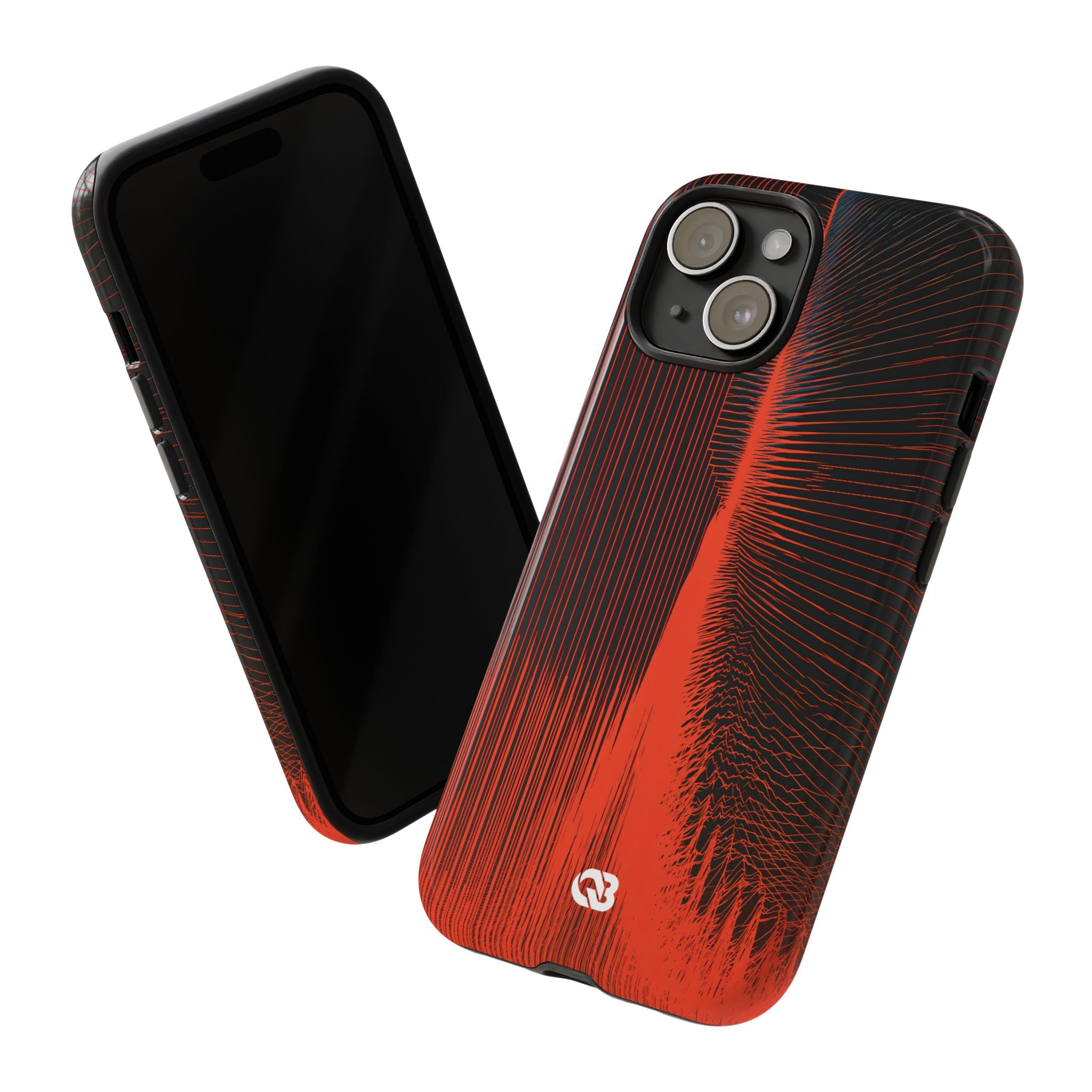 Red Tough Phone Case for iPhone - Crimson Frequency Pulse