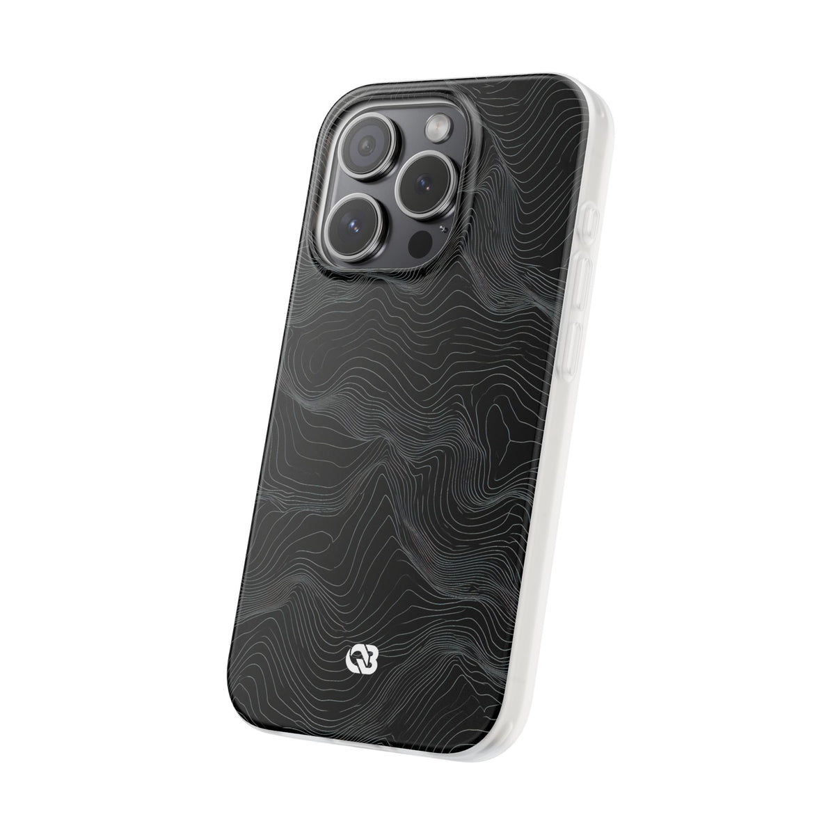 Black Lite Phone Case for iPhone - Obsidian Topo Wireframe
