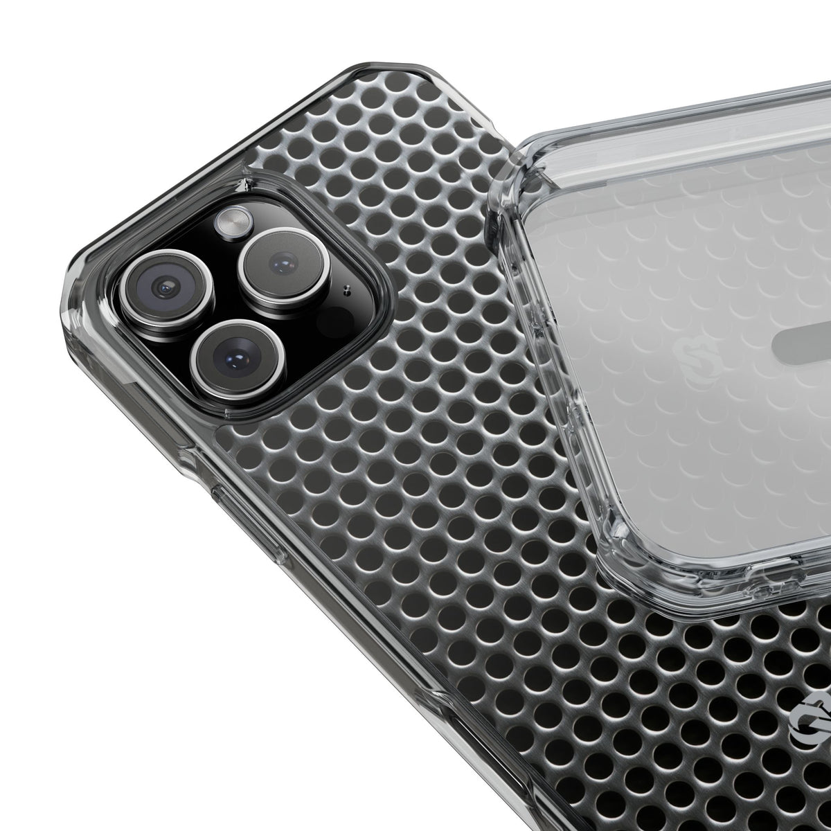 Silver Impact MagSafe Phone Case for iPhone - Brutalist Steel Mesh