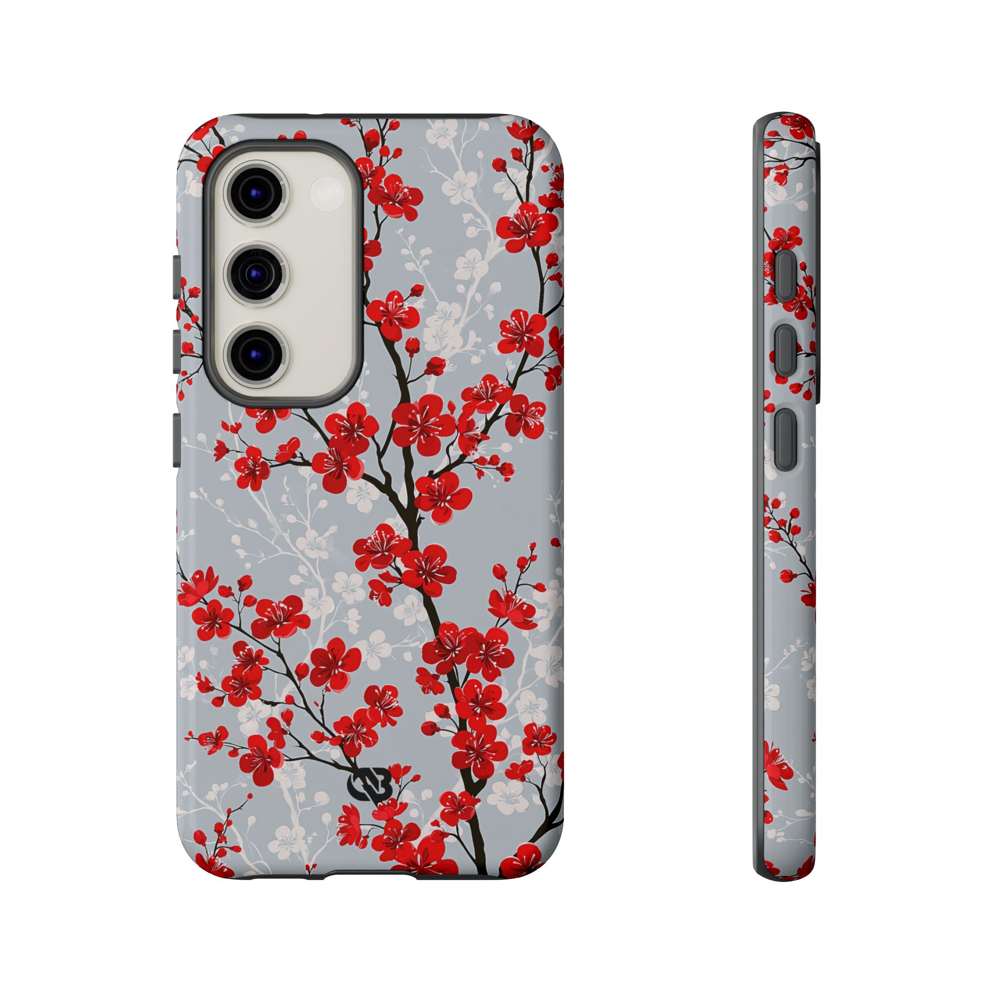 Grey Tough Phone Case for Samsung - Crimson Sakura Slate