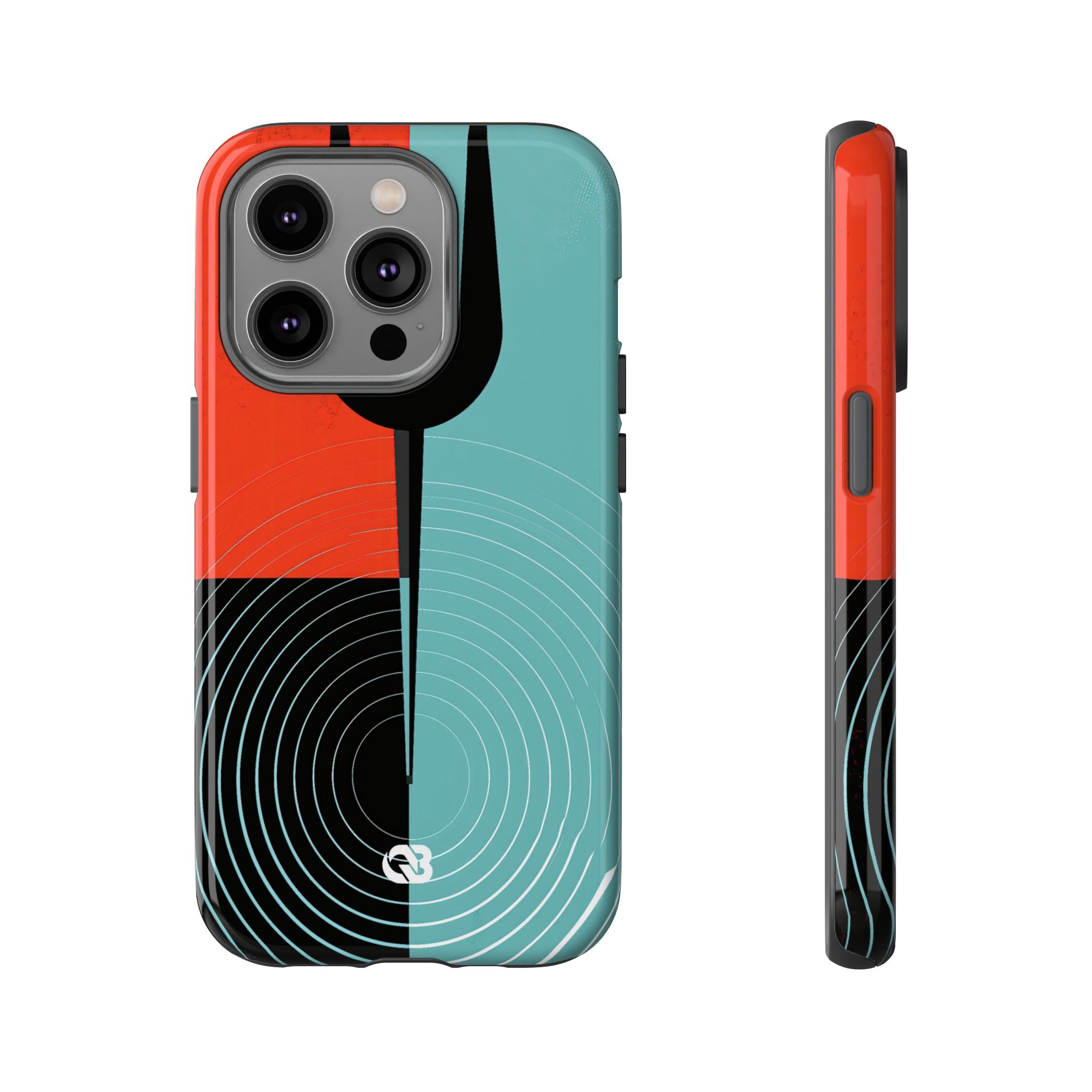 Teal Tough Phone Case for iPhone - Sonic Static Split