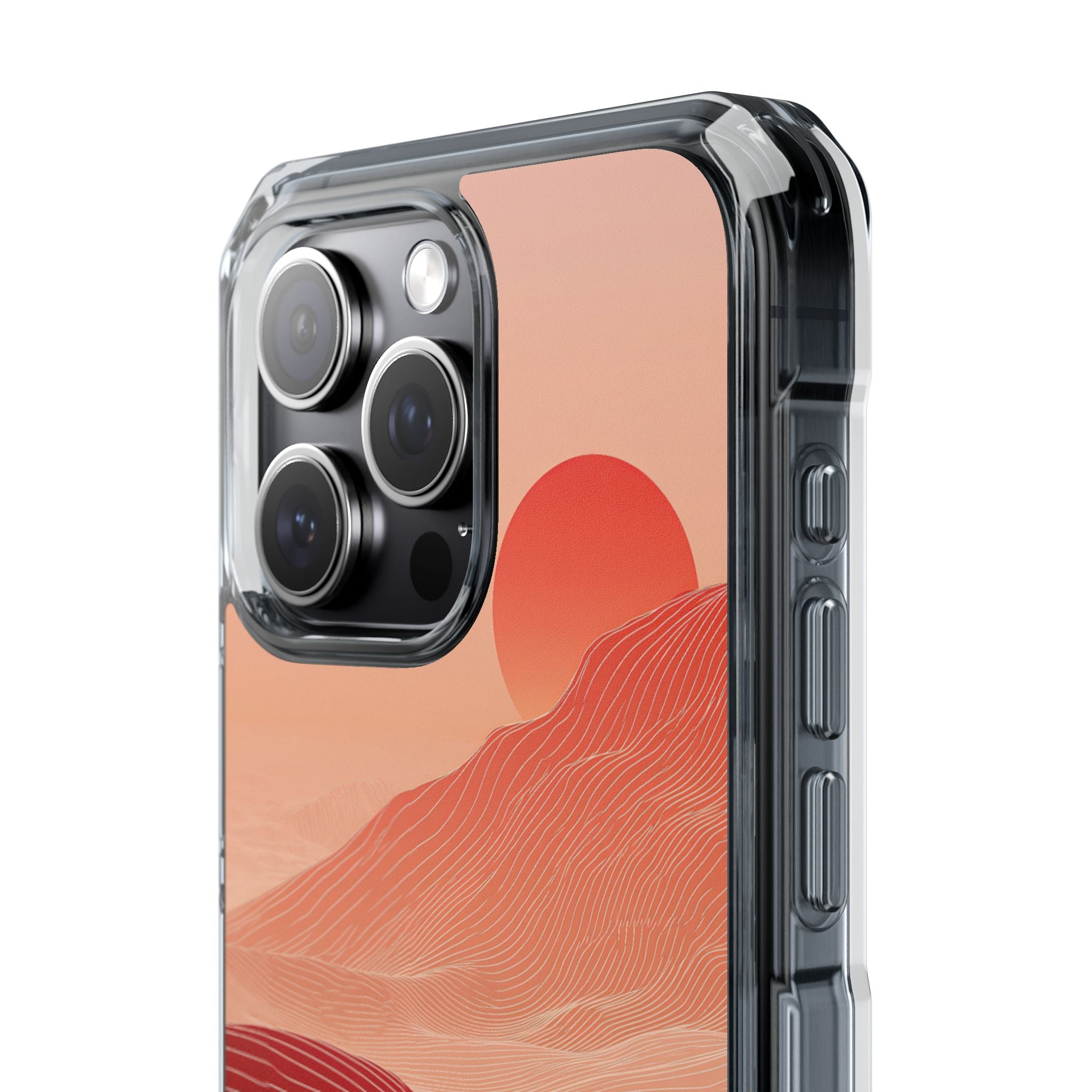 Red Impact MagSafe Phone Case for iPhone - Crimson Ridge Lines