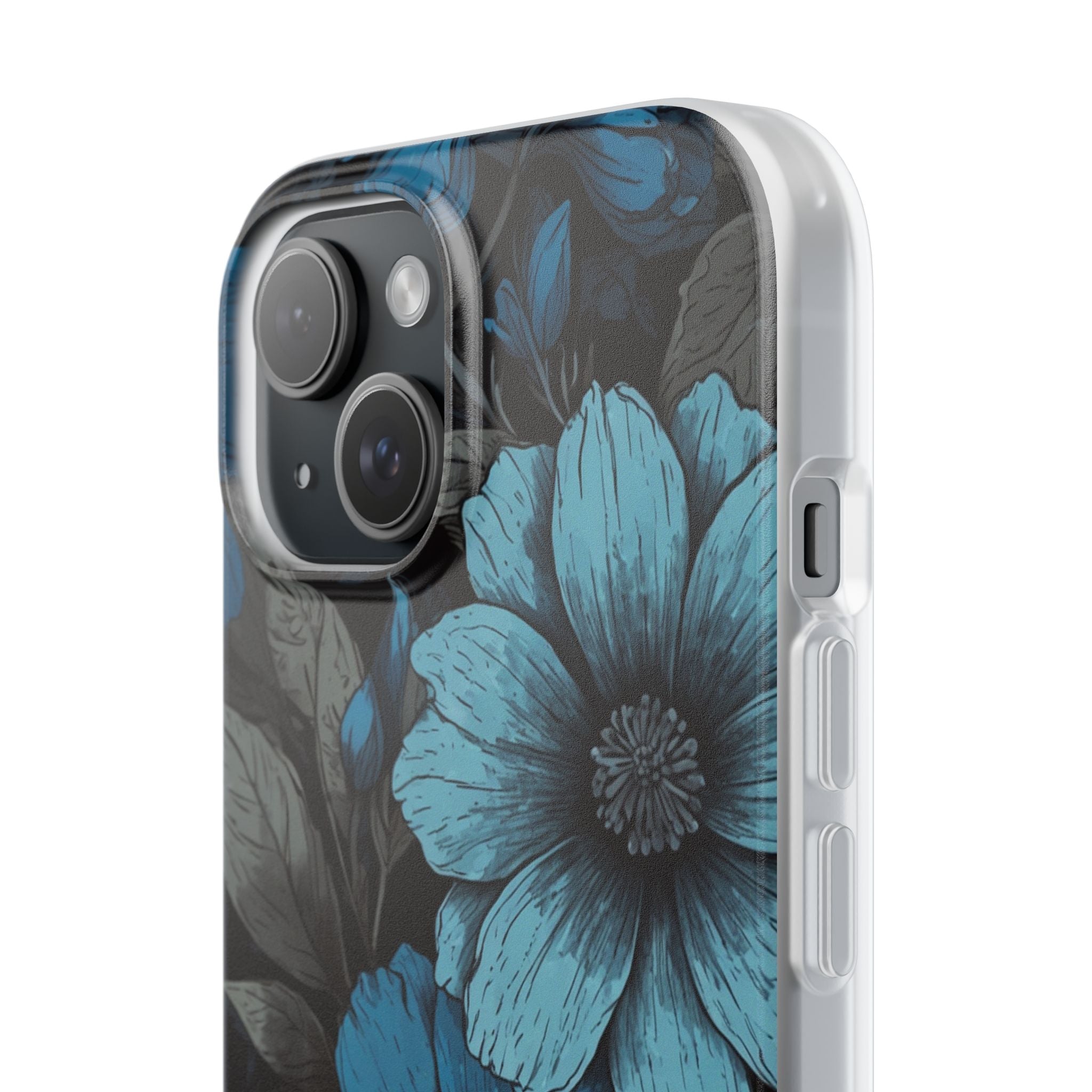 Blue Petal Radiance iPhone 15 Skal - Mjuk
