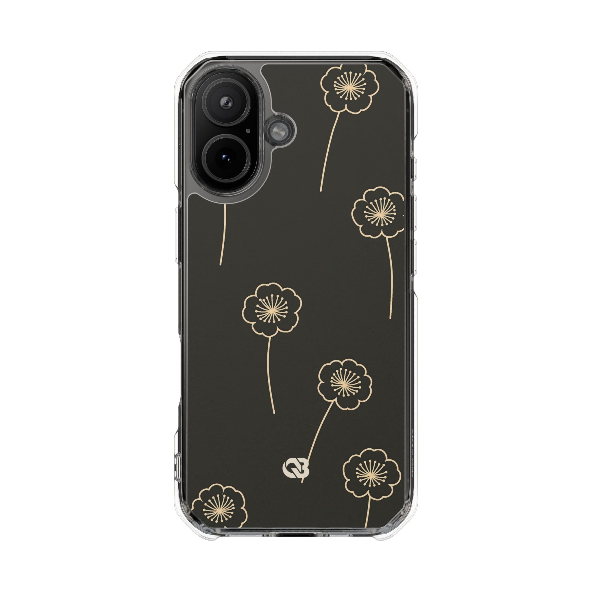 Black Impact MagSafe Phone Case for iPhone - Obsidian Sand Petals
