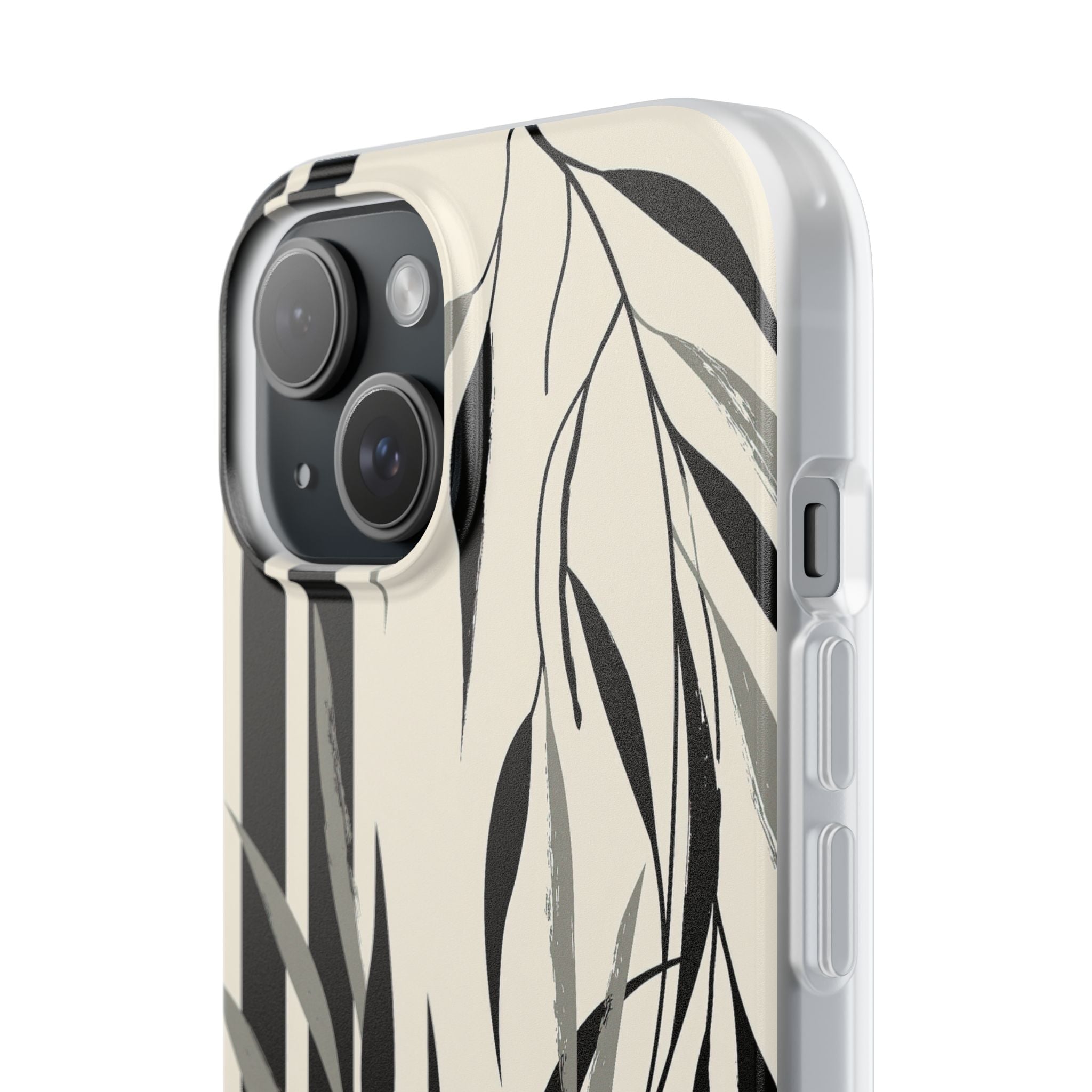 Beige Lite Phone Case for iPhone - Soot Leaf Sketch