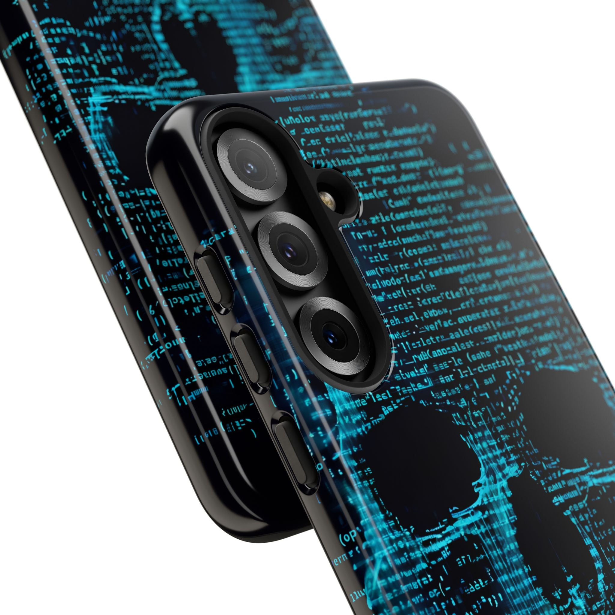 Cyan Glitch Skull · Tough Phone Case for Samsung