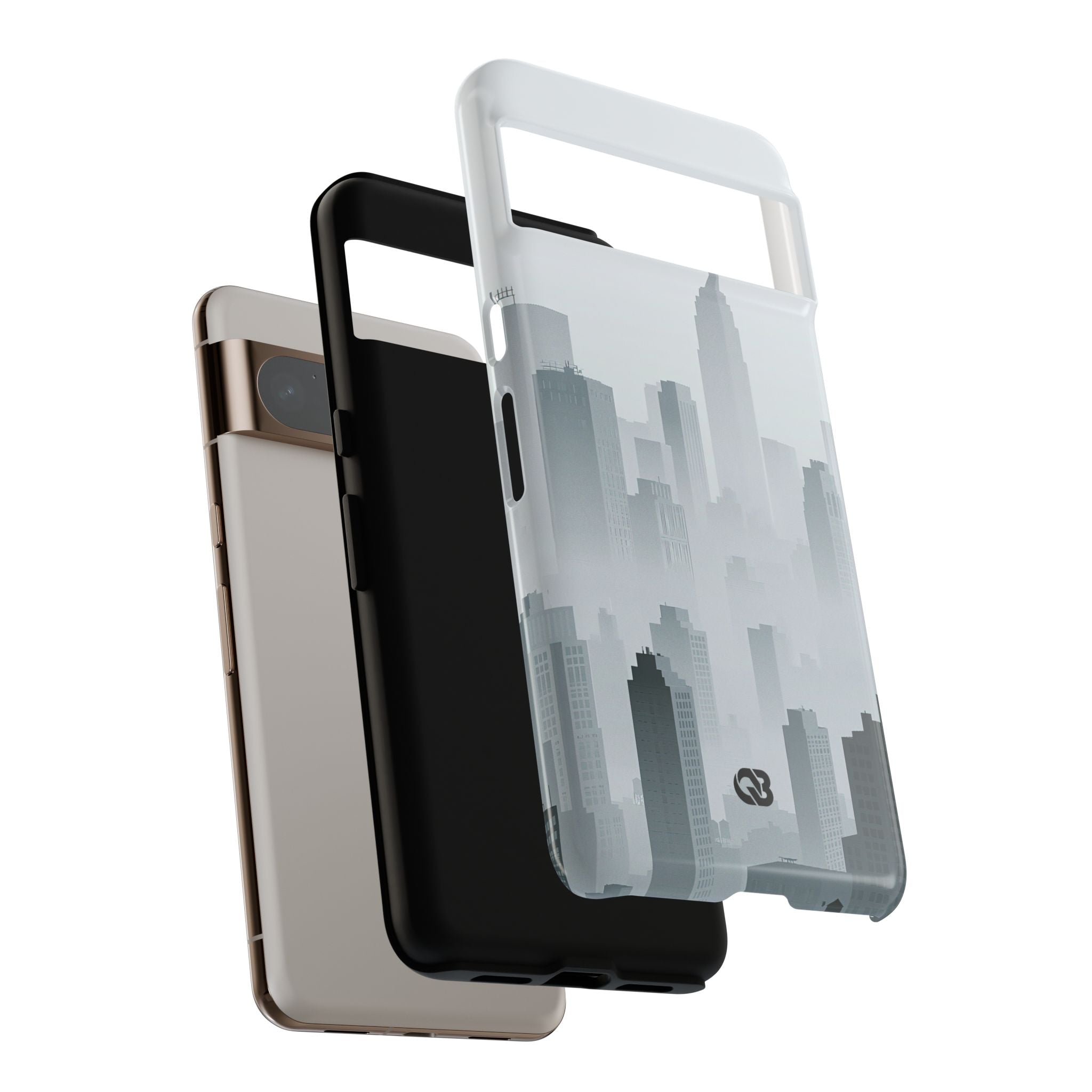 Grey Tough Phone Case for Google Pixel - Steel Mist Skyline