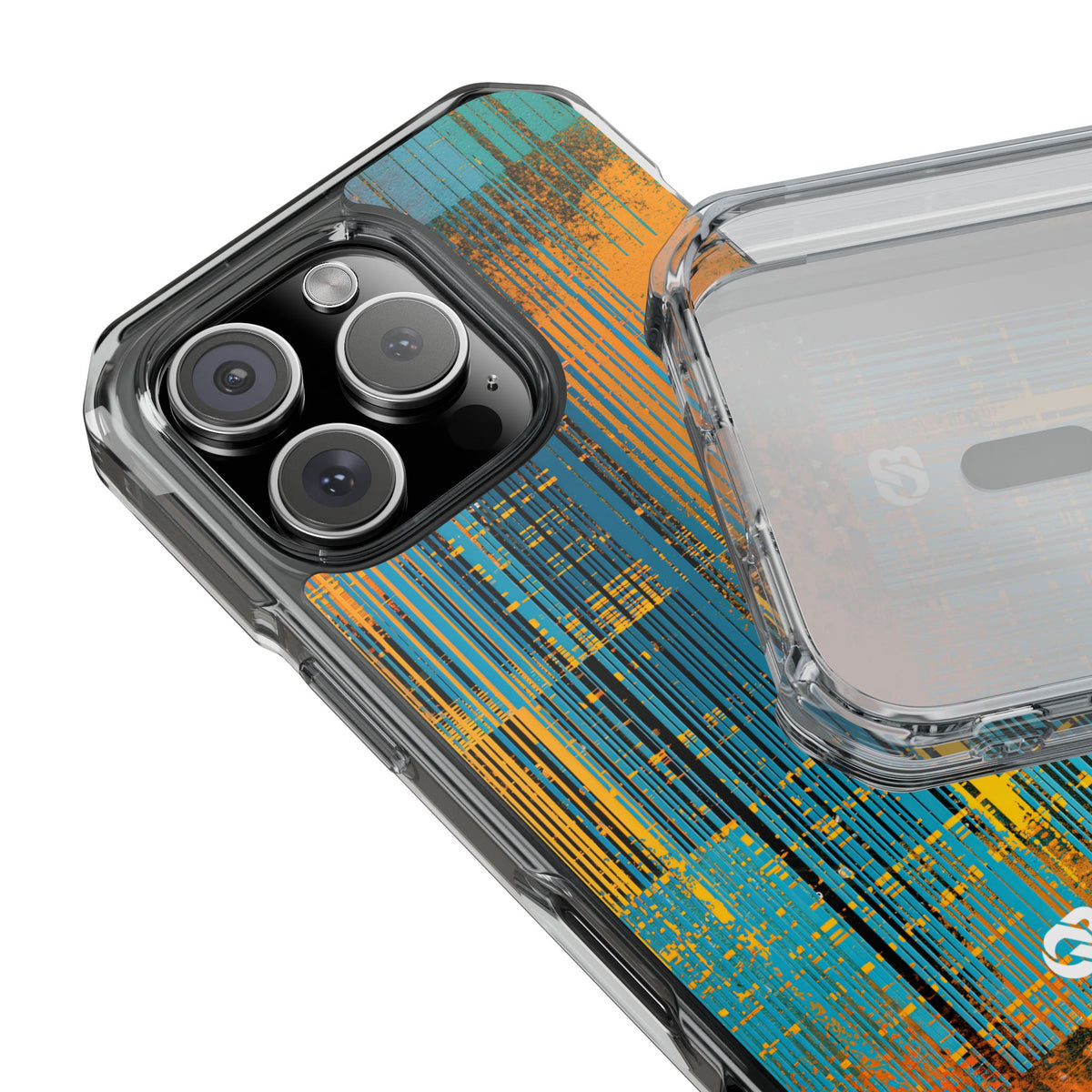 Cyber Glitch Stream · Clear Impact Magnetic Phone Case for iPhone · Teal