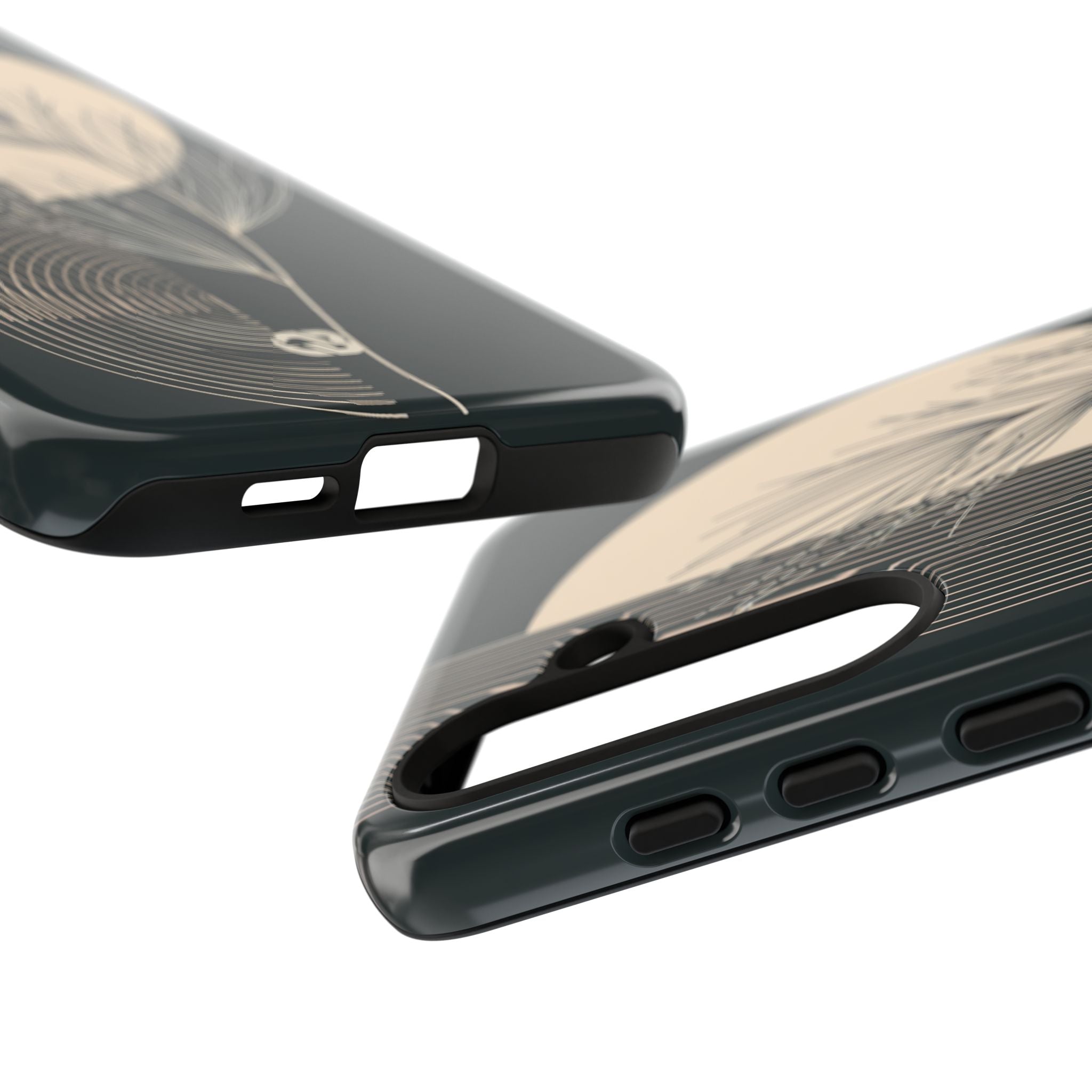 Black Tough Phone Case for Samsung - Obsidian Sand Willow