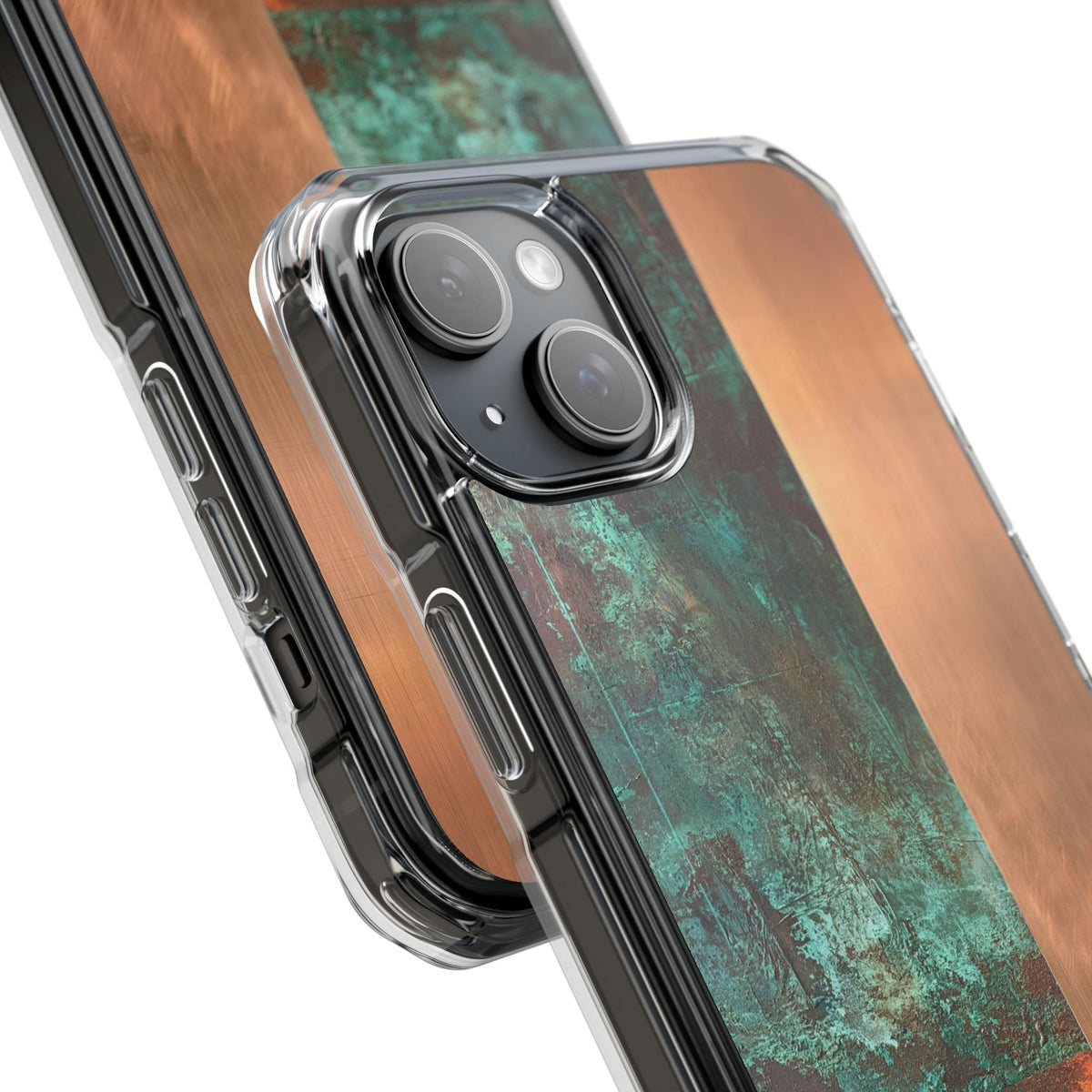 Teal Impact MagSafe Phone Case for iPhone - Verdigris Copper Slab
