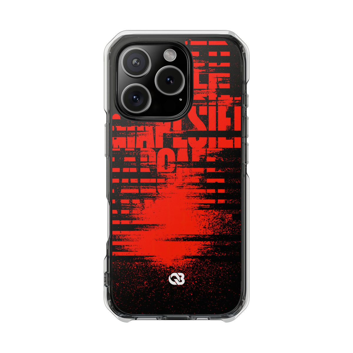 Crimson Redaction · Clear Impact Magnetic Phone Case for iPhone · Black