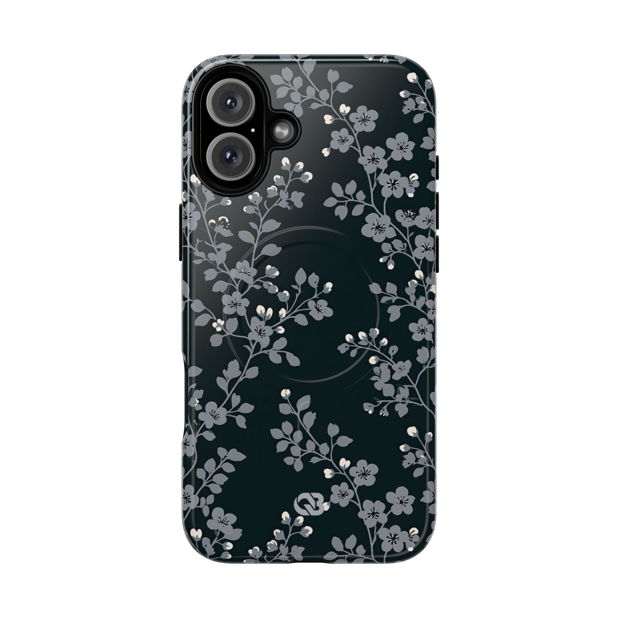 Black Tough 2.0 Magsafe Phone Case for iPhone - Midnight Slate Blossom