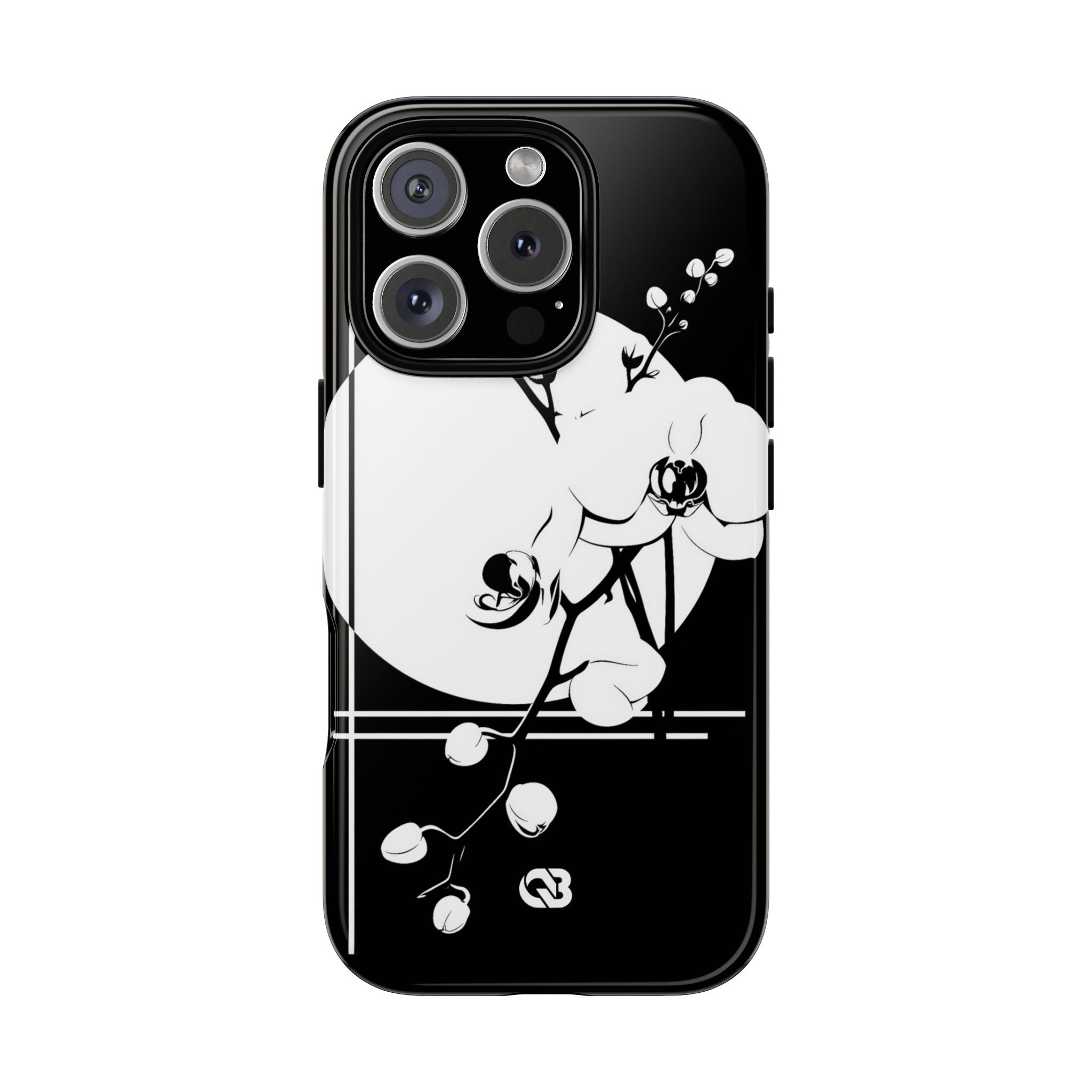 Black Tough Phone Case for iPhone - Lunar Orchid Grid