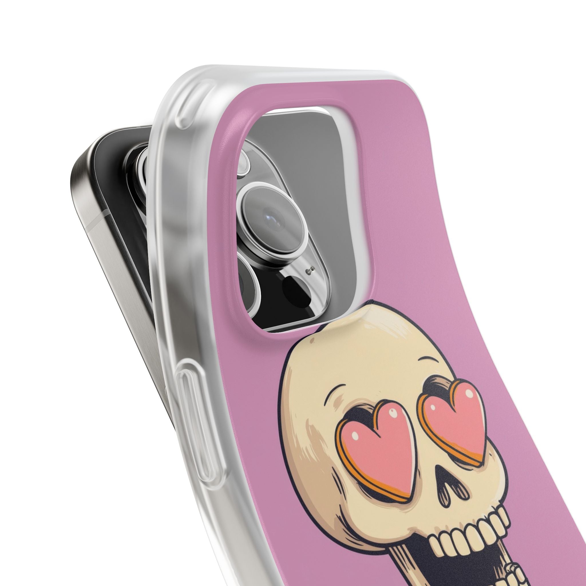 Herzäugiger Totenkopf iPhone 16 Pro Case - Soft
