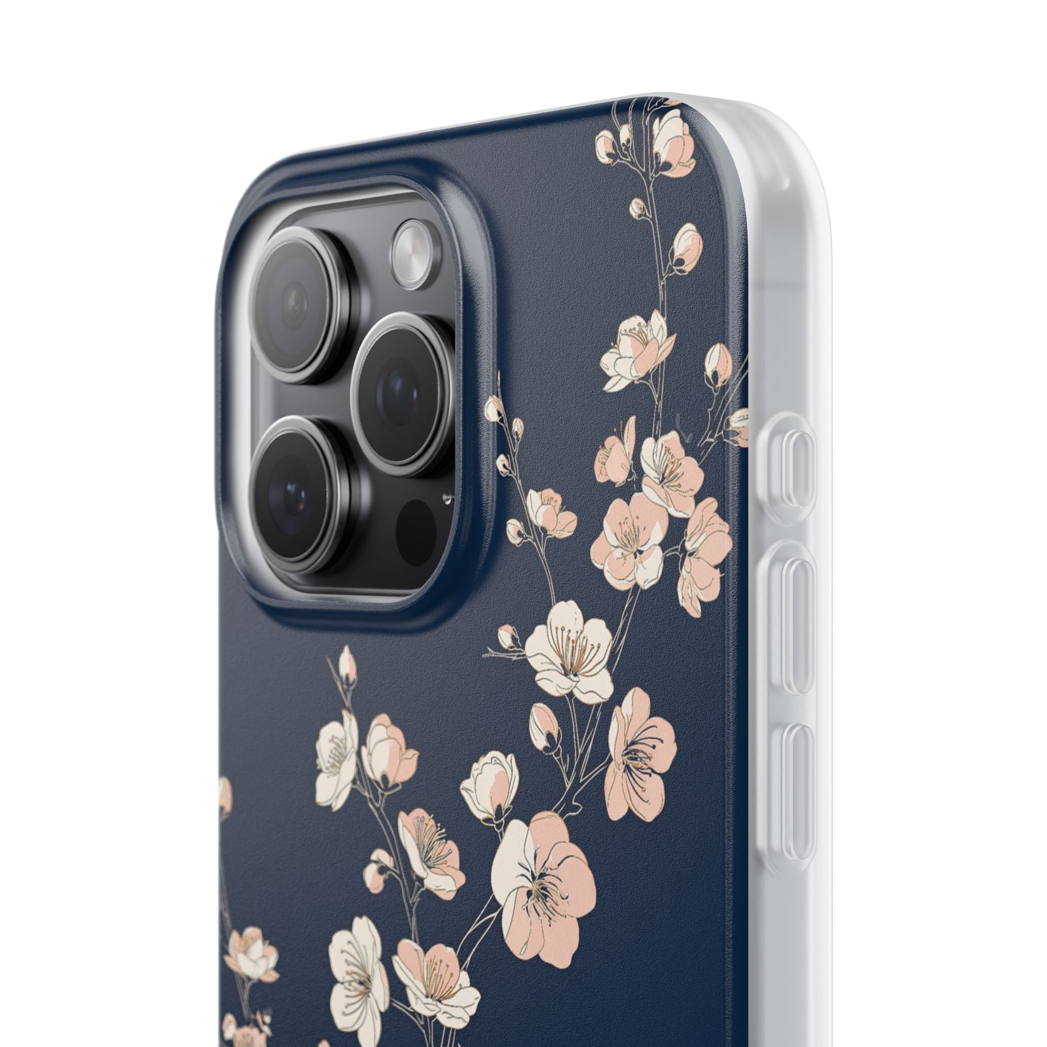 Blue Lite Phone Case for iPhone - Midnight Peach Sakura