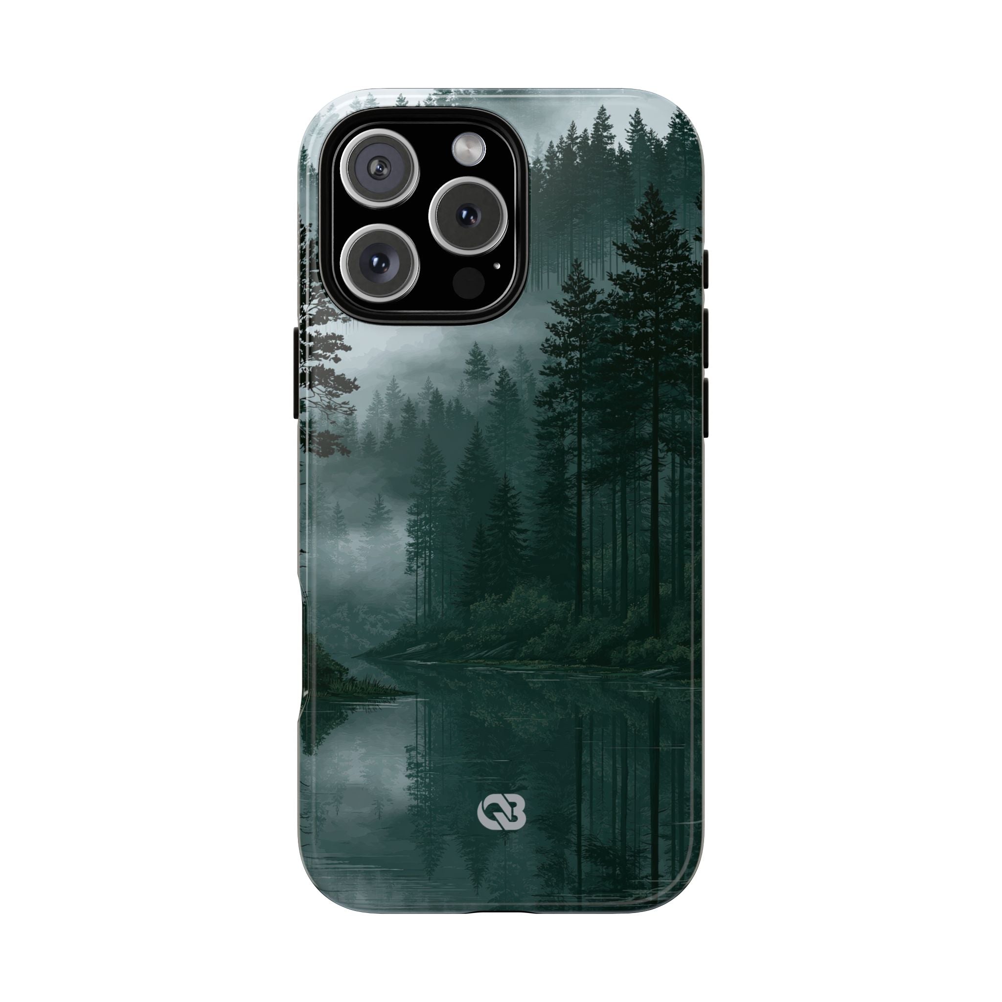 Green Tough Phone Case for iPhone - Misty Evergreen Mirror