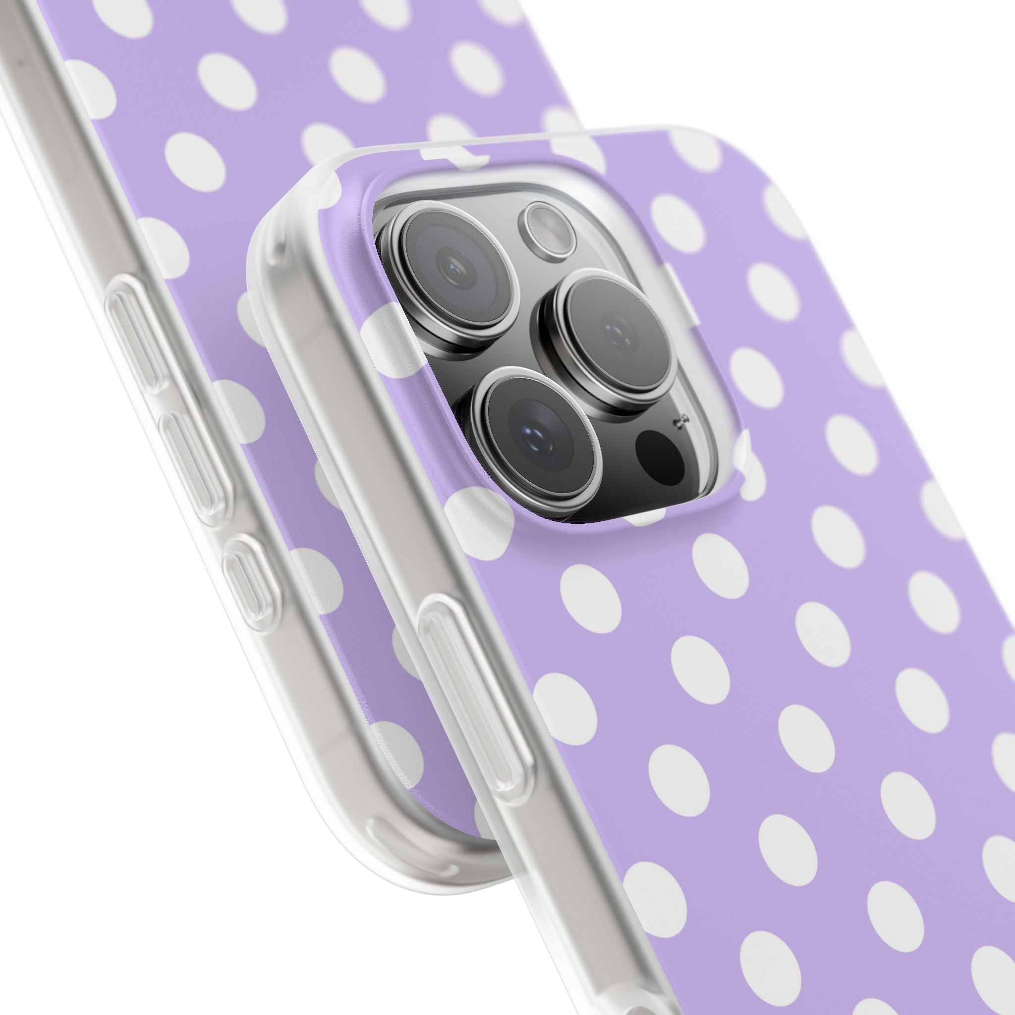 Lavender Polka Grid · Soft Phone Case for iPhone
