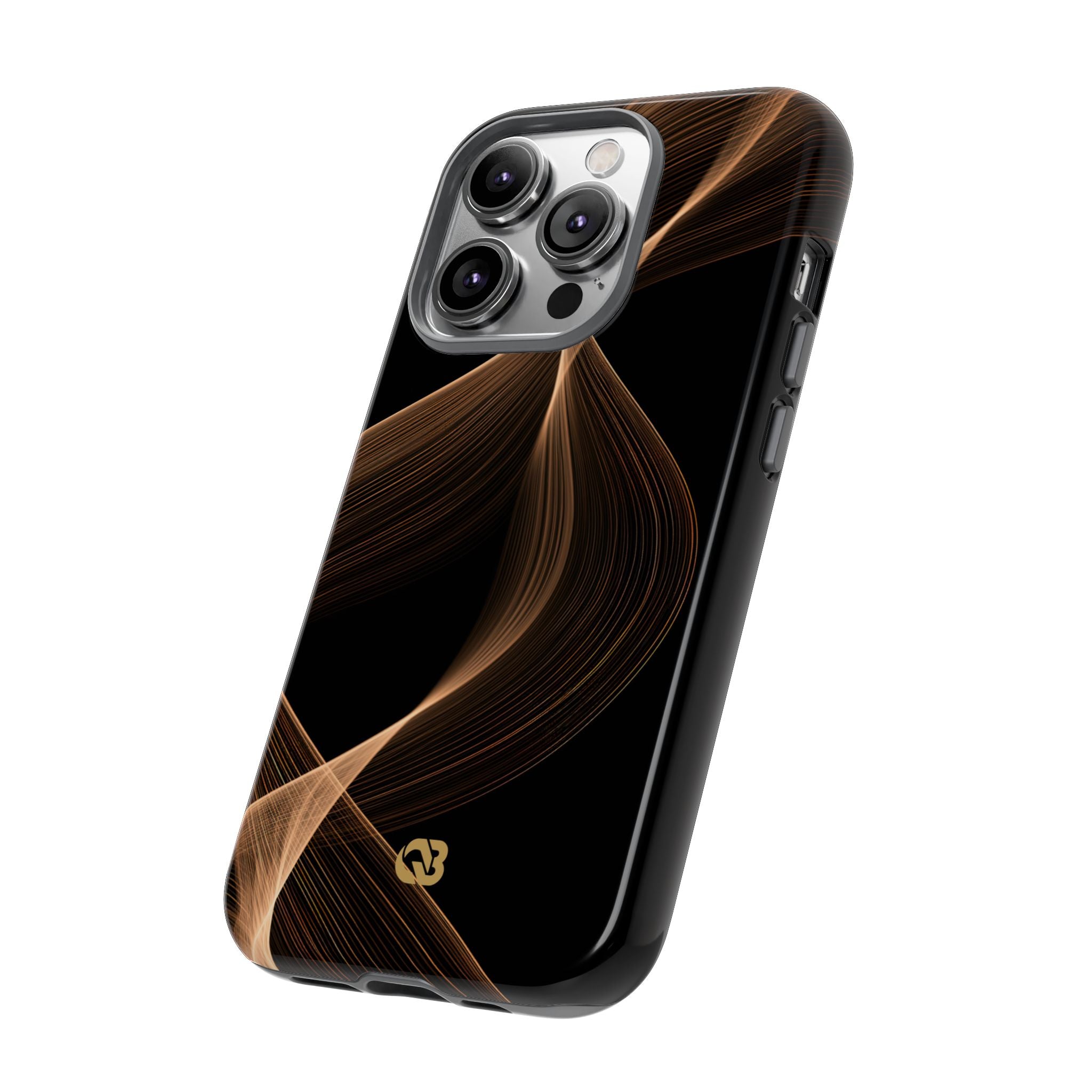 Brown Tough Phone Case for iPhone - Copper Silk Wave