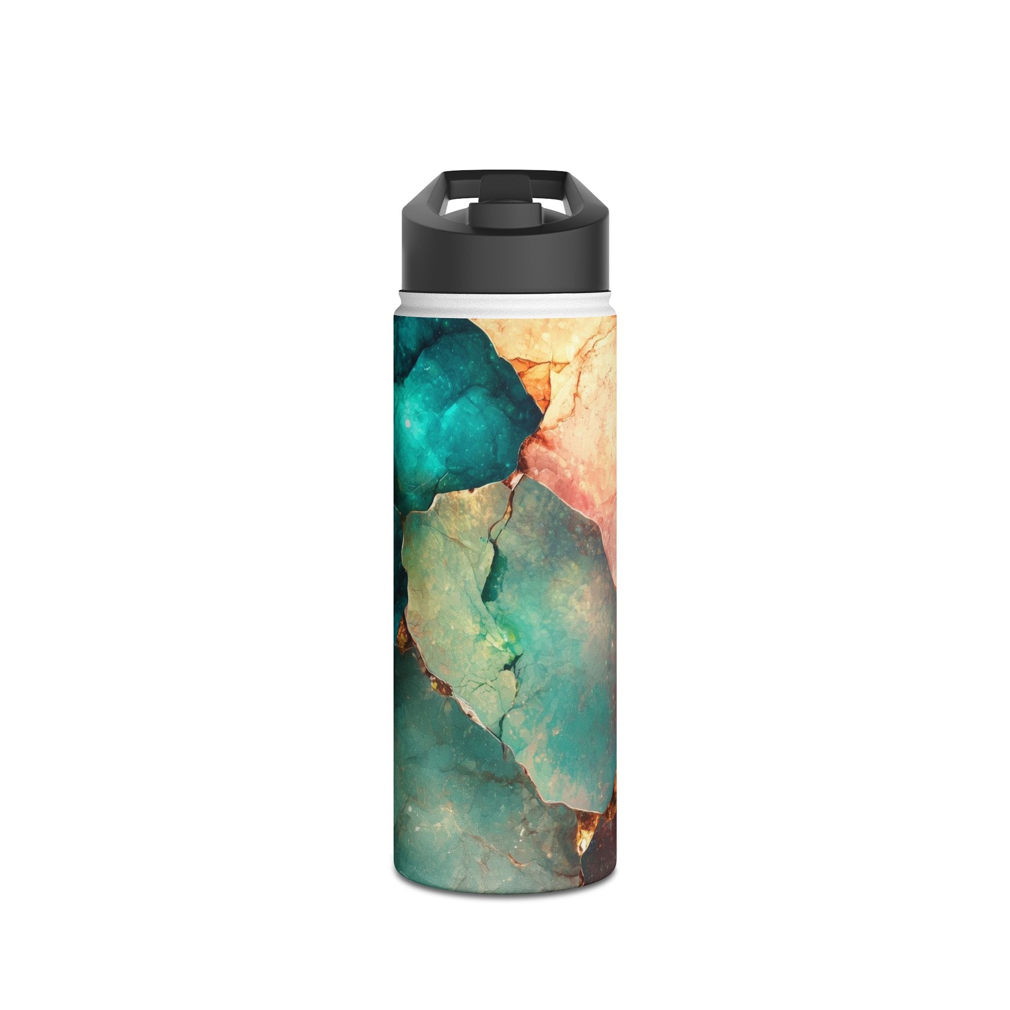 Fractured Gemstone Teal - Stainless Steel Water Bottle