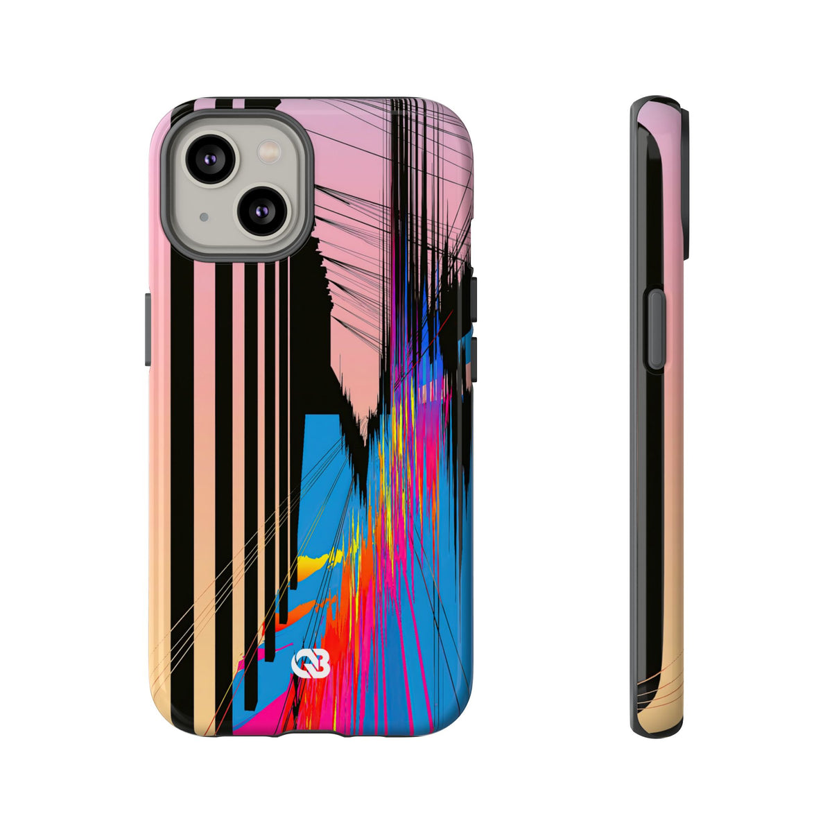 Blue Tough Phone Case for iPhone - Fractured Data Skyline