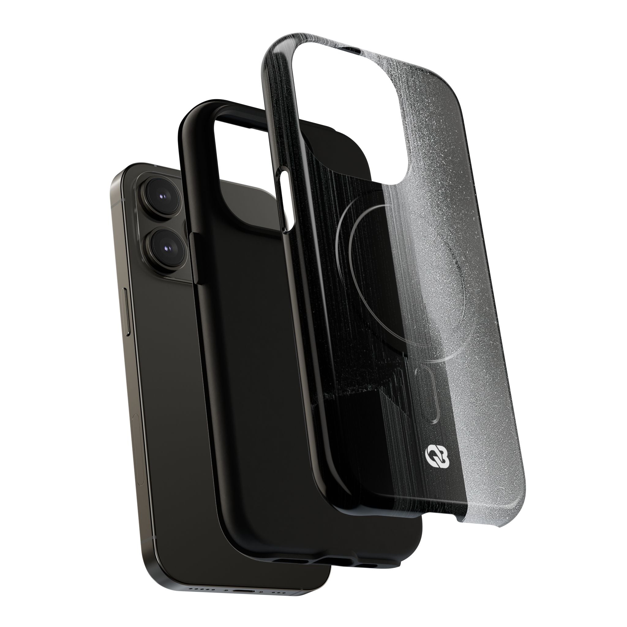 Black Tough 2.0 Magsafe Phone Case for iPhone - Brutalist Pixel Monolith