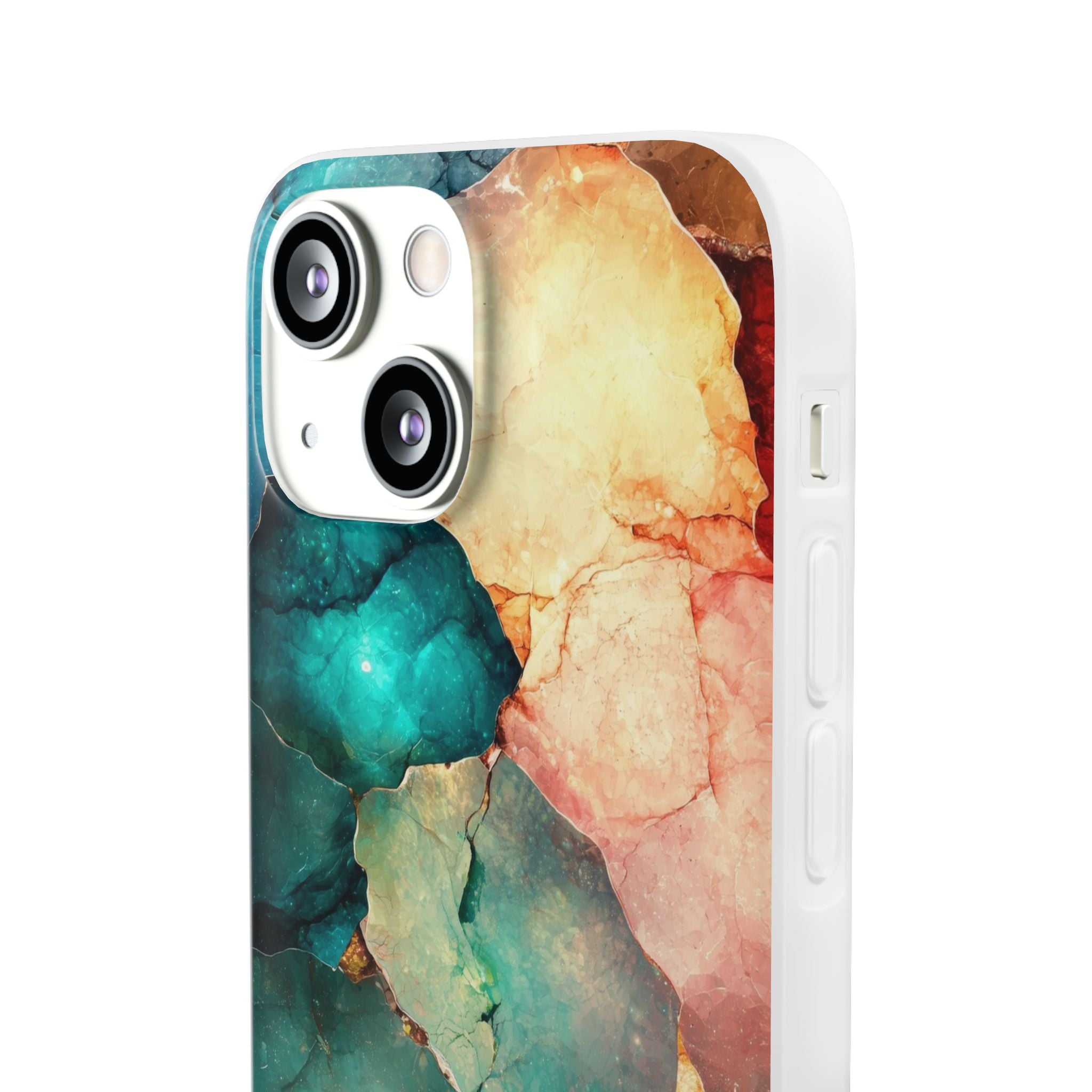 Teal Mosaic Veins iPhone 13 mini Case - Soft