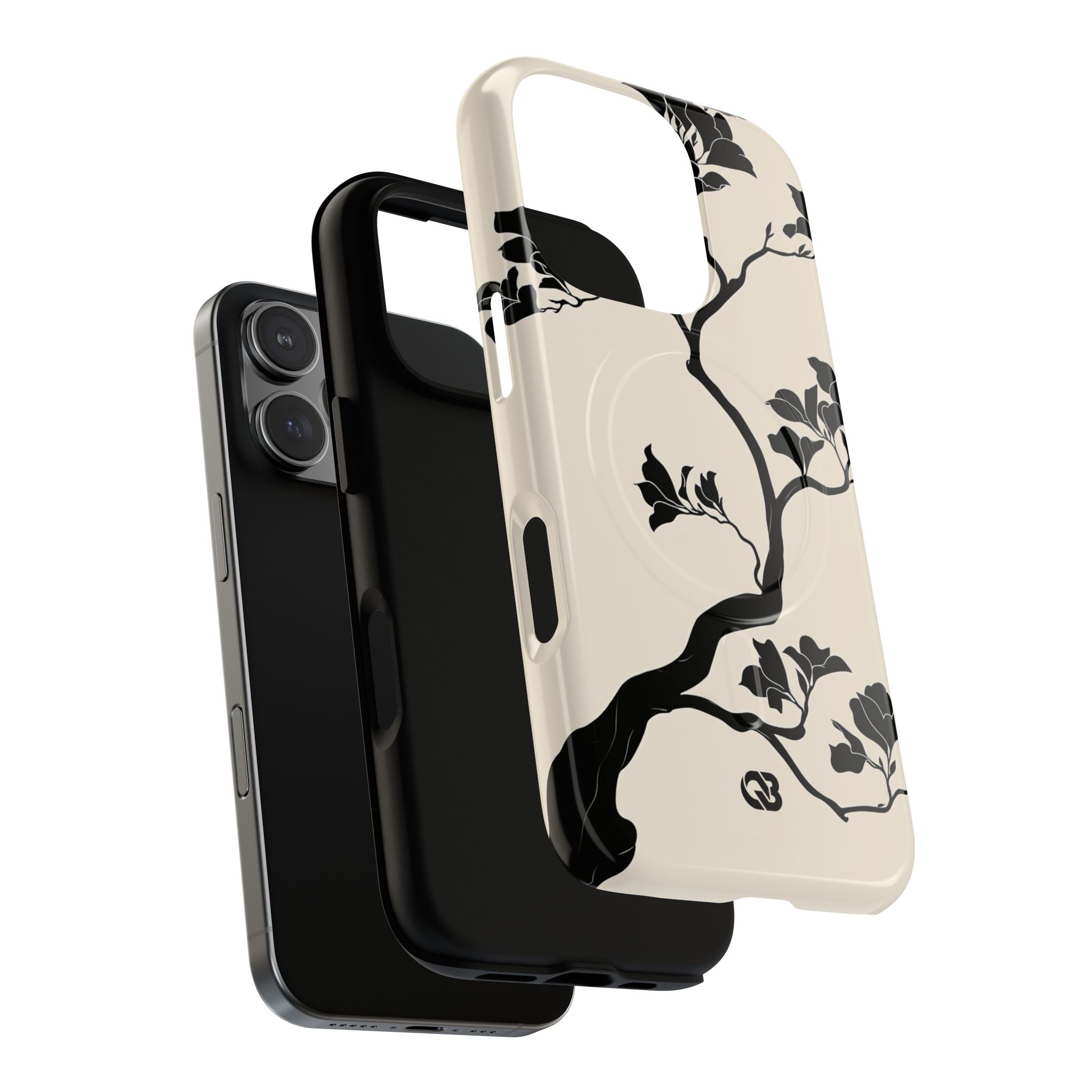 Beige Tough 2.0 Magsafe Phone Case for iPhone - Obsidian Bonsai Silhouette