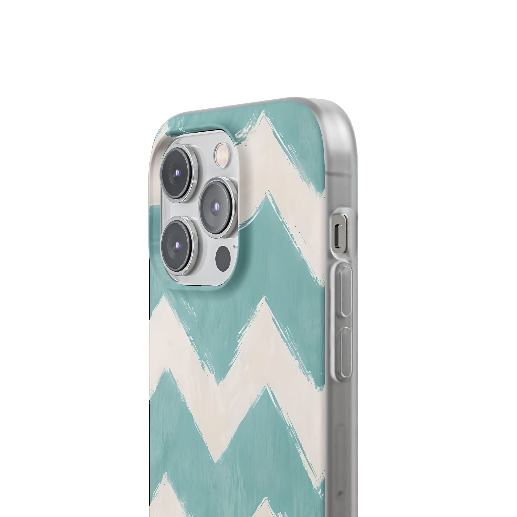 Teal Painted Chevron · Soft Phone Case for iPhone