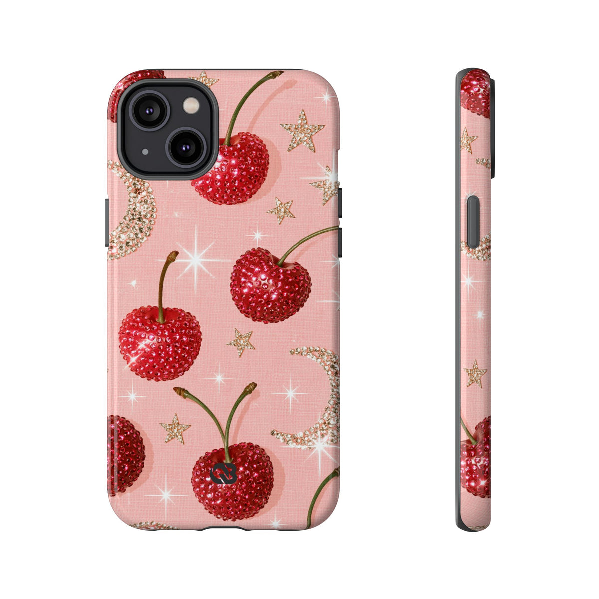 Bedazzled Ruby Cherries · Tough Phone Case for iPhone · Pink