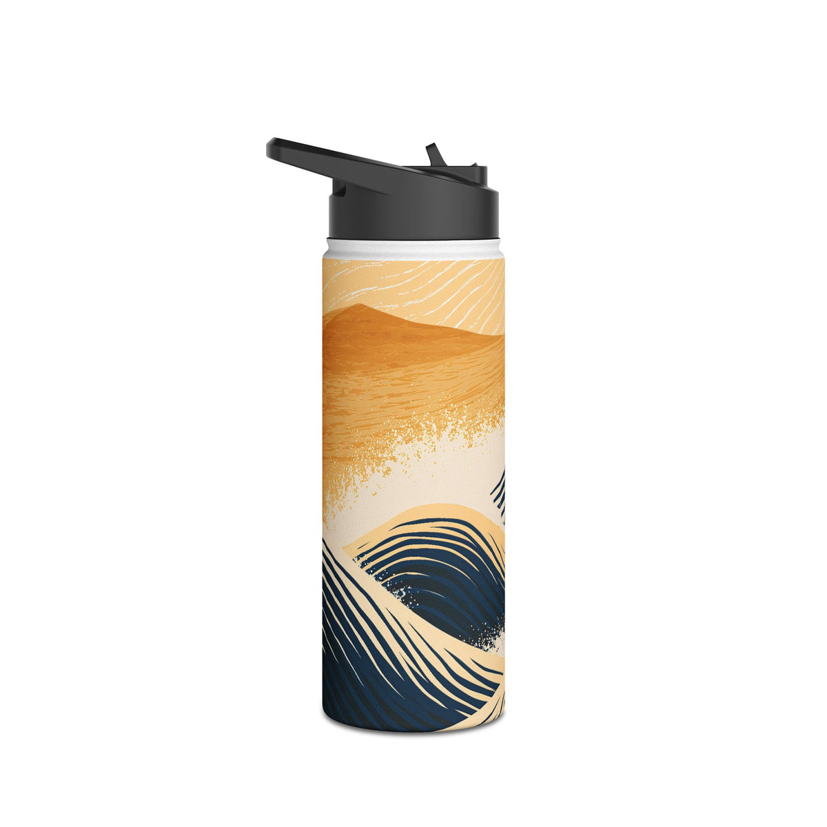Golden Horizon Waves · Insulated Water Bottle · Blue