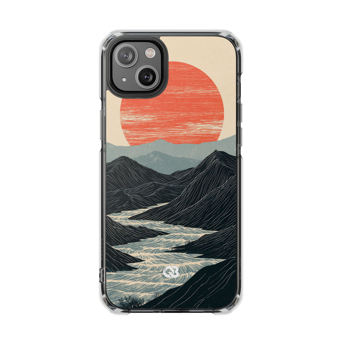 Crimson Ridge Horizon · Clear Impact Magnetic Phone Case for iPhone · Black