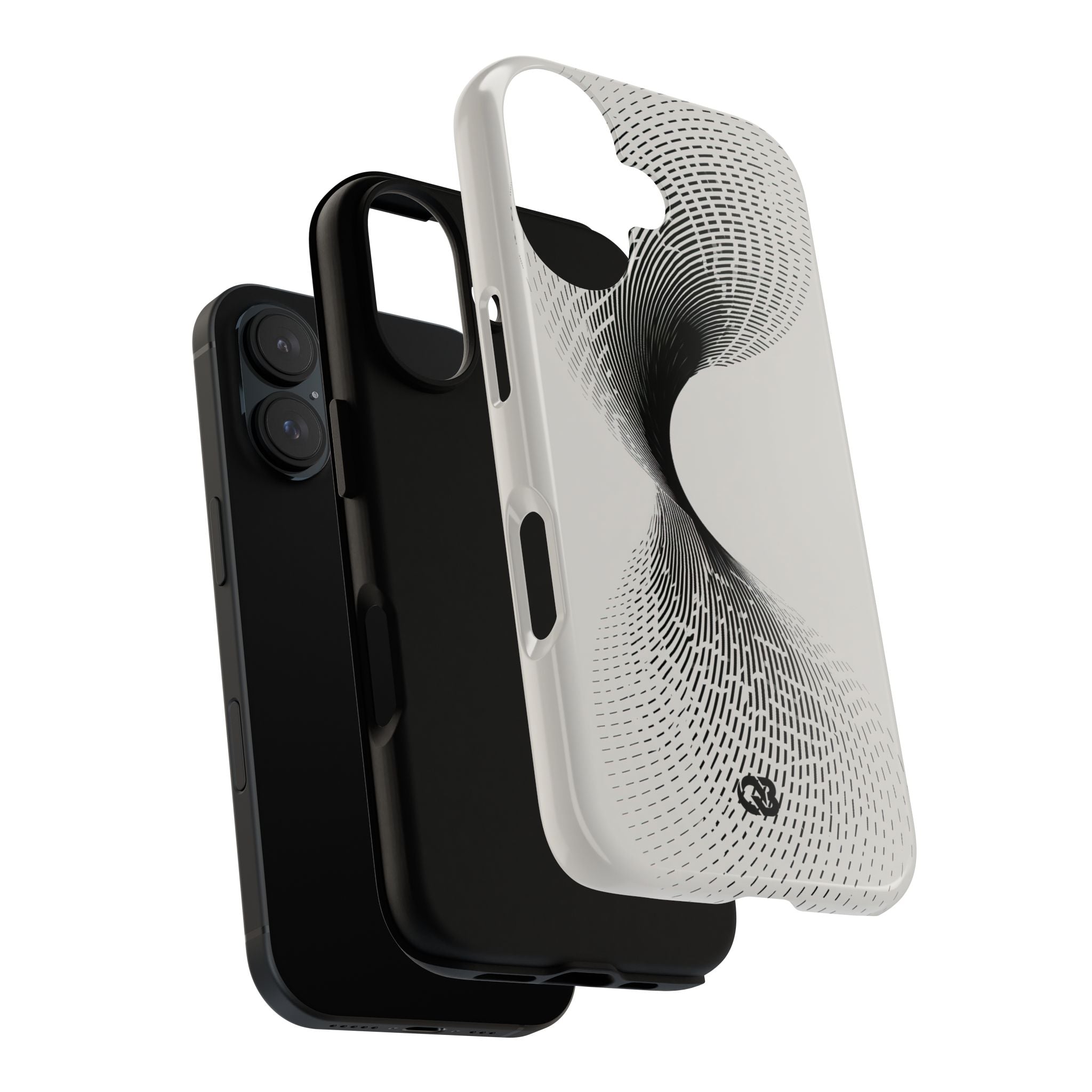 White Tough Phone Case for iPhone - Linear Torsion Grid
