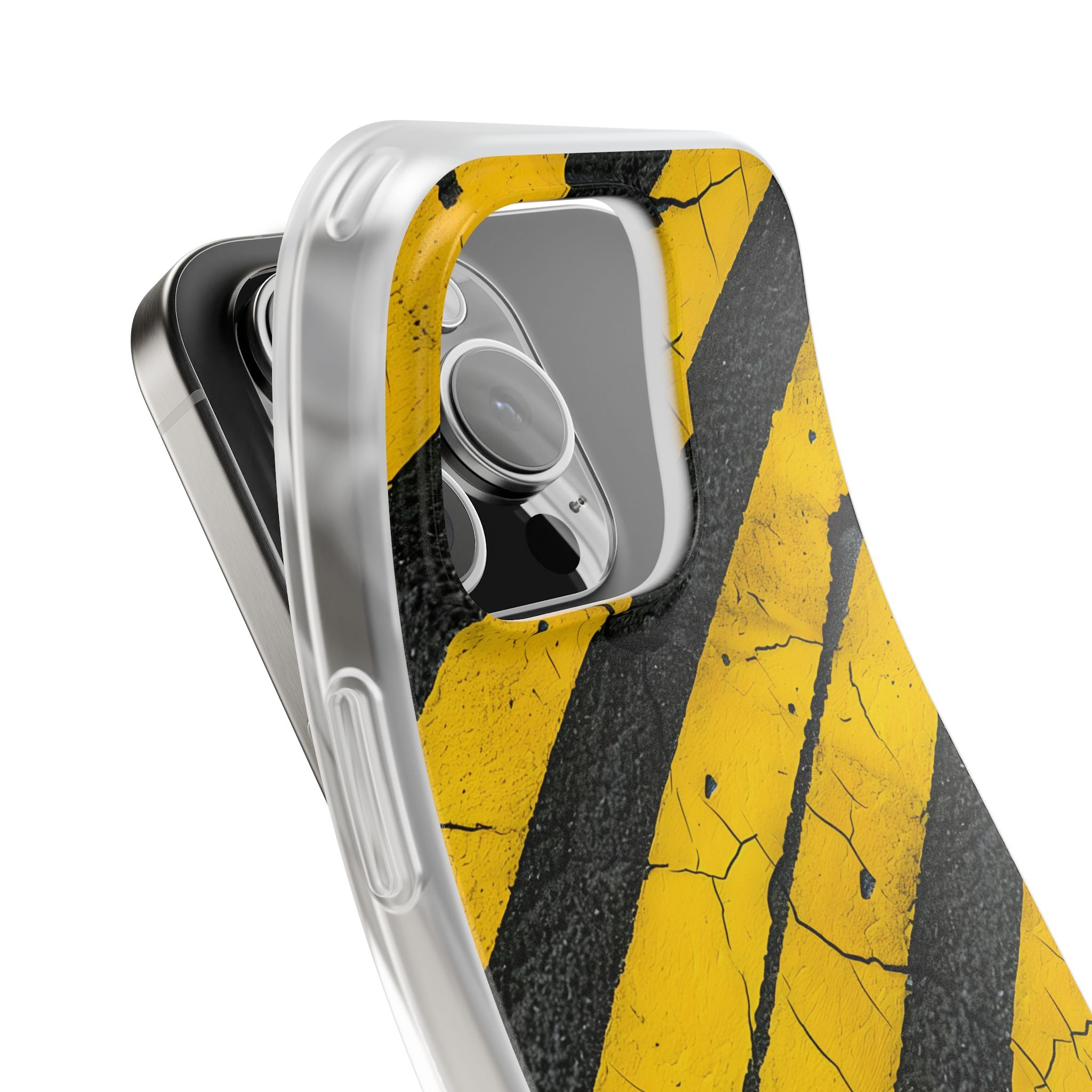 Cracked Hazard Stripes · Soft Phone Case for iPhone