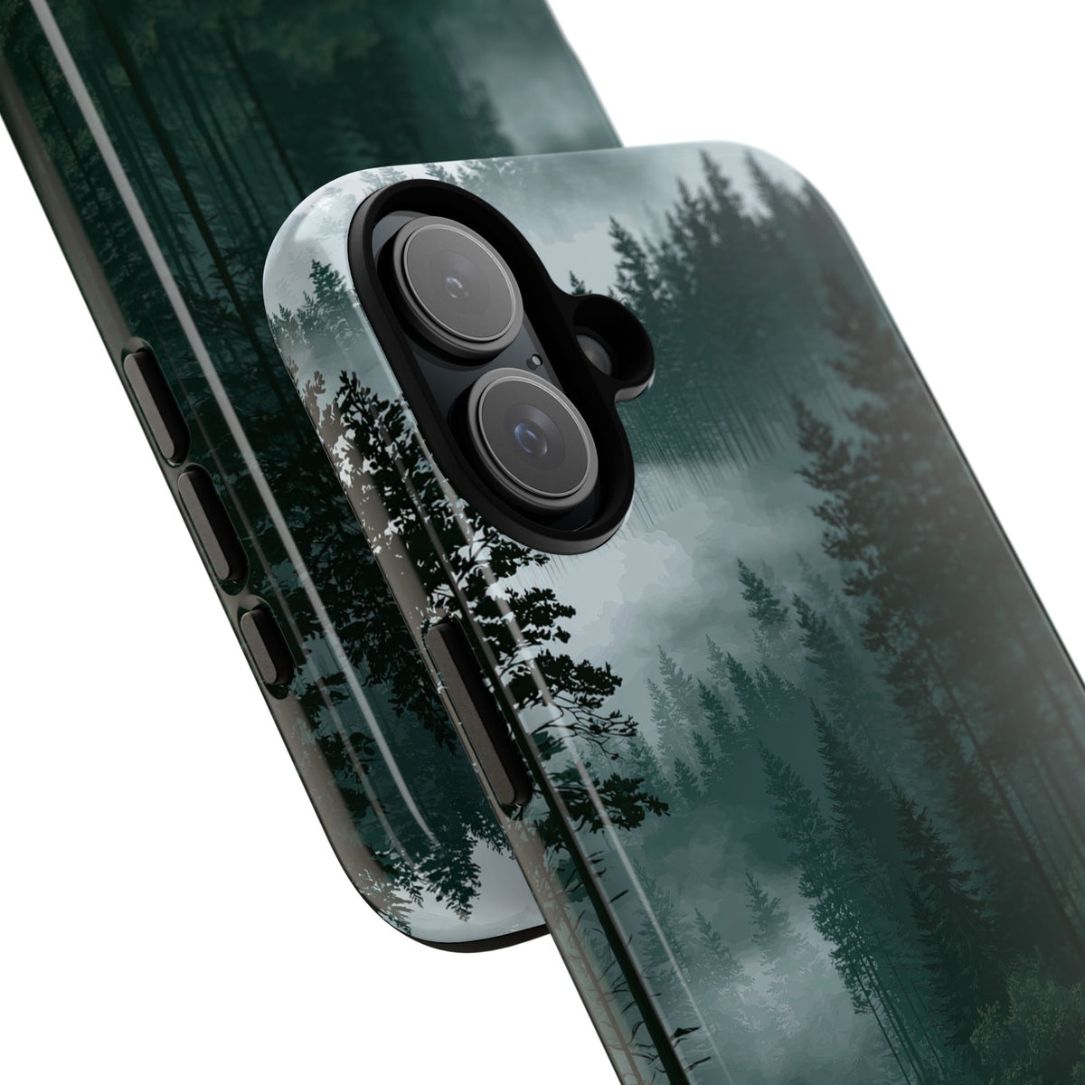 Green Tough Phone Case for iPhone - Misty Evergreen Mirror