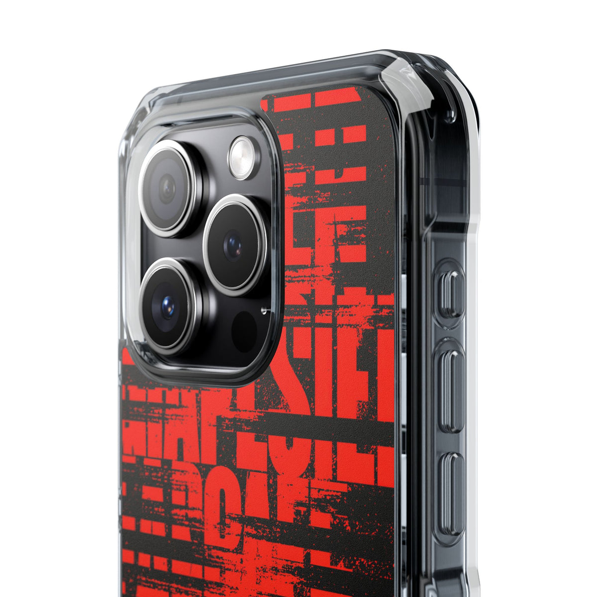 Crimson Redaction · Clear Impact Magnetic Phone Case for iPhone · Black